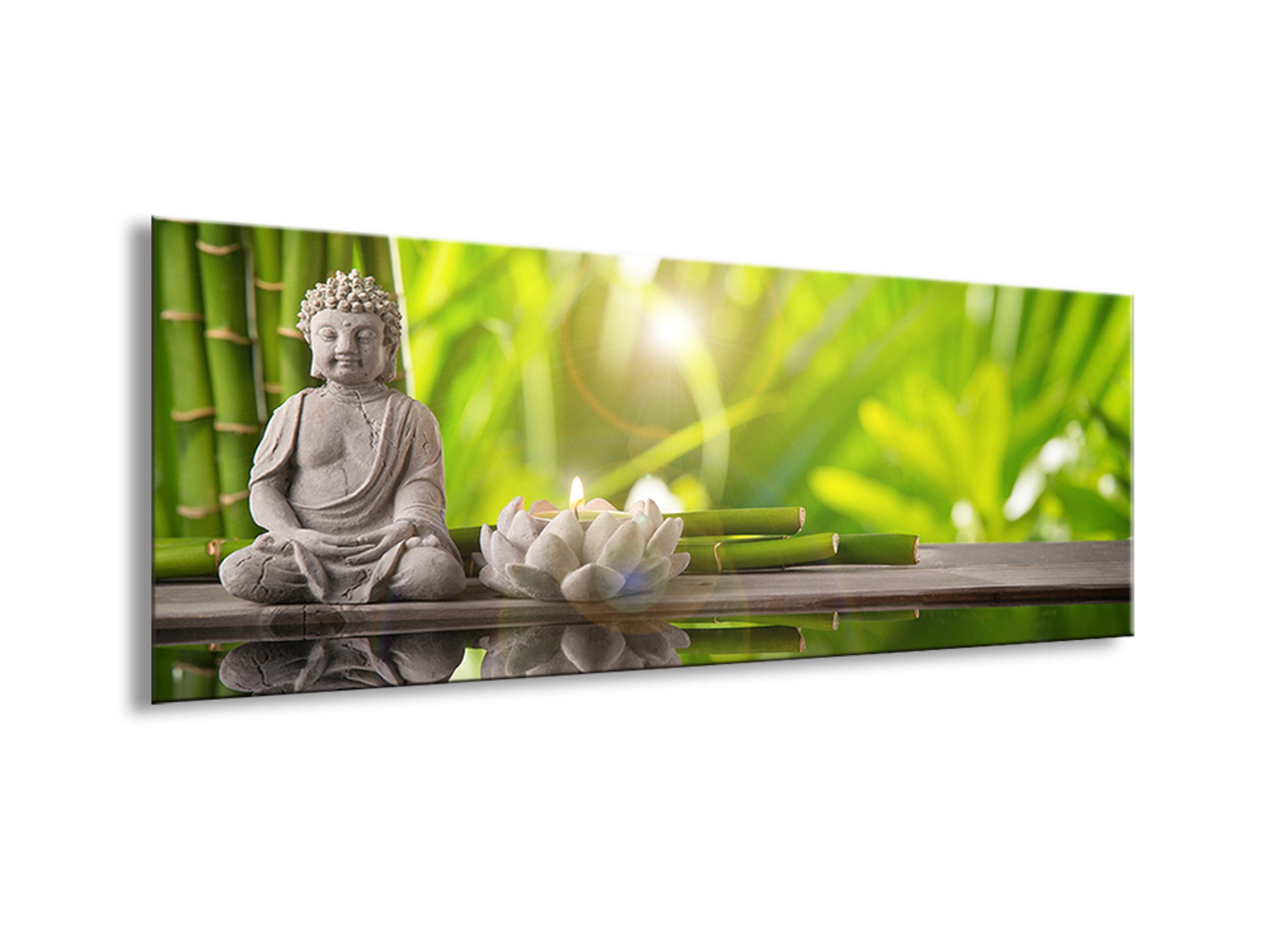 Natur: Glas Zen Glasbild 80x30cm Bild Spa Buddha, Yoga Glasbild Wellness artissimo aus