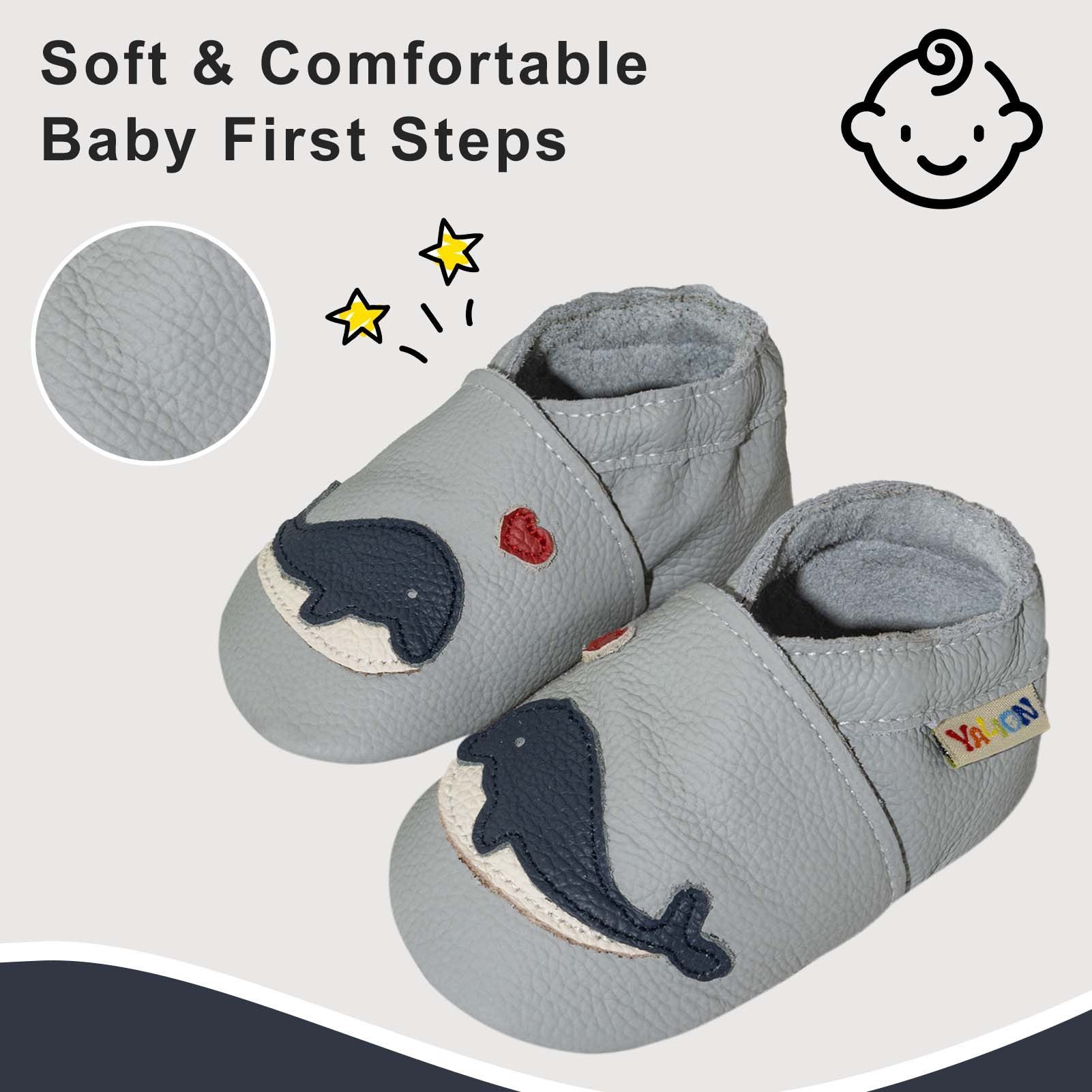 Yalion Weiche Leder Lauflernschuhe Hausschuhe Lederpuschen Krabbelschuh