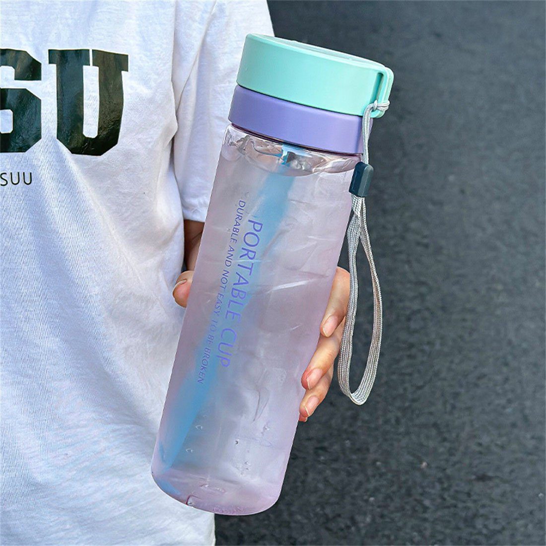 DÖRÖY Trinkflasche Sommer-Sport-Wasserflasche, tragbarer Outdoor-Wasserbecher 800ml blau