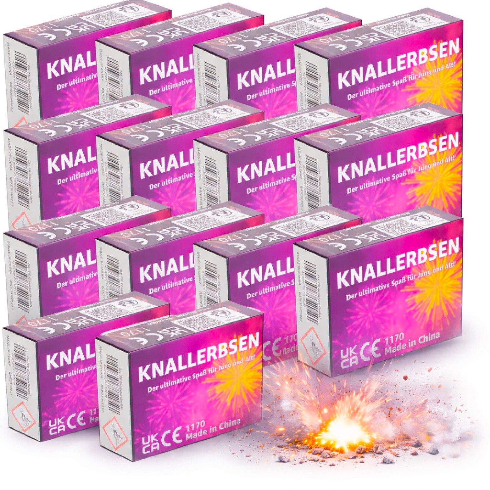 FlameXBurn Geburtstagskerze Knallerbsen Fun Snaps für Jugendfeuerwerk für Silvester / Feuerwerk (Set, 500-tlg)