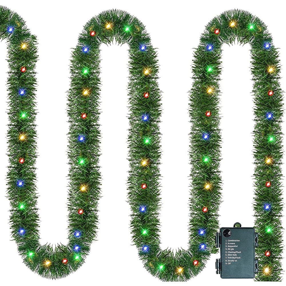 Kunstgirlande Weihnachtsgirlande 50 LEDs Künstliche Grüne, 8 Modi, Batterie günstig online kaufen