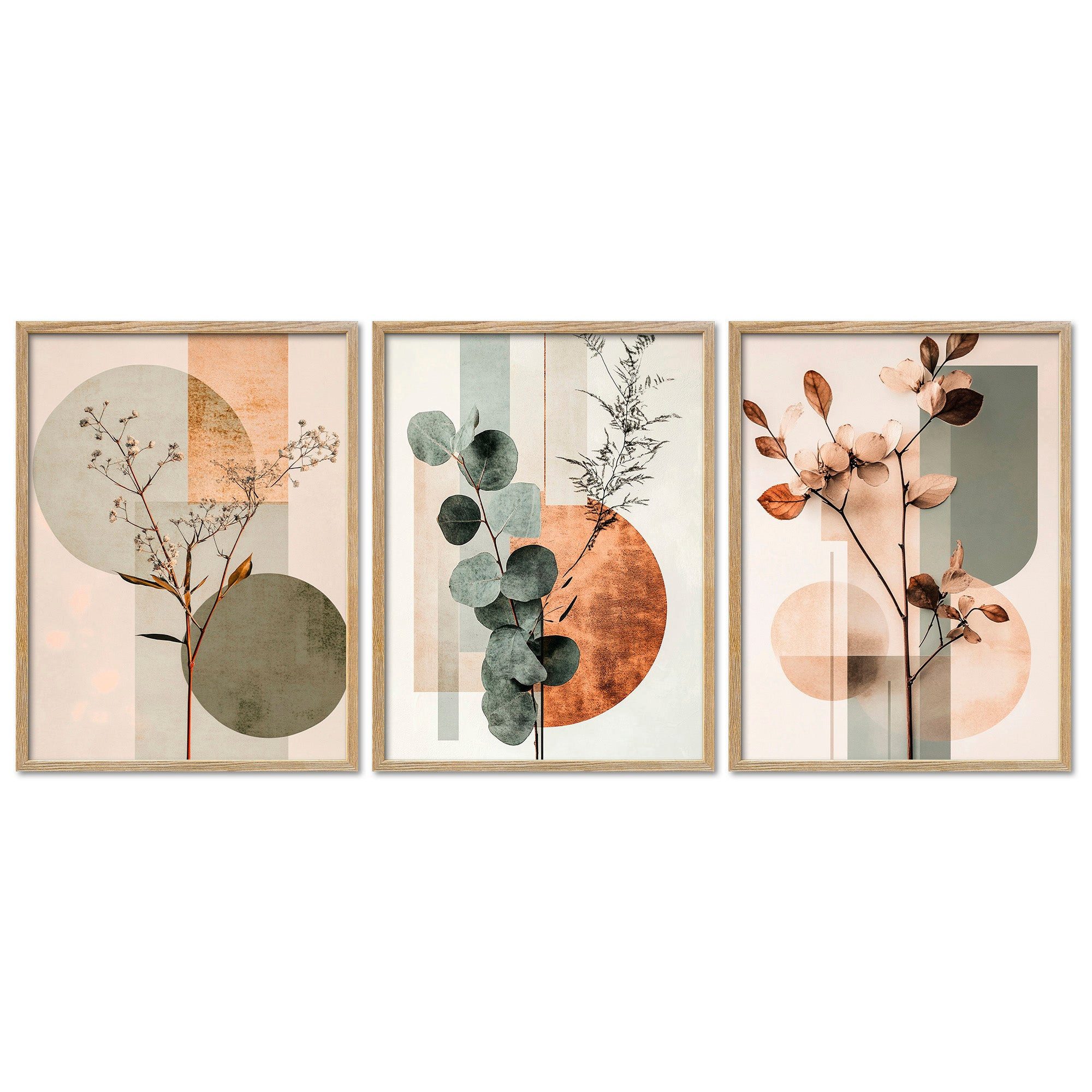 ARTFAVES Bilder-Collage Poster Set Abstract Flower Art 2 I mehrteilige Bilderwand I Wandbilder, (Wandbilder modern, 3 St)