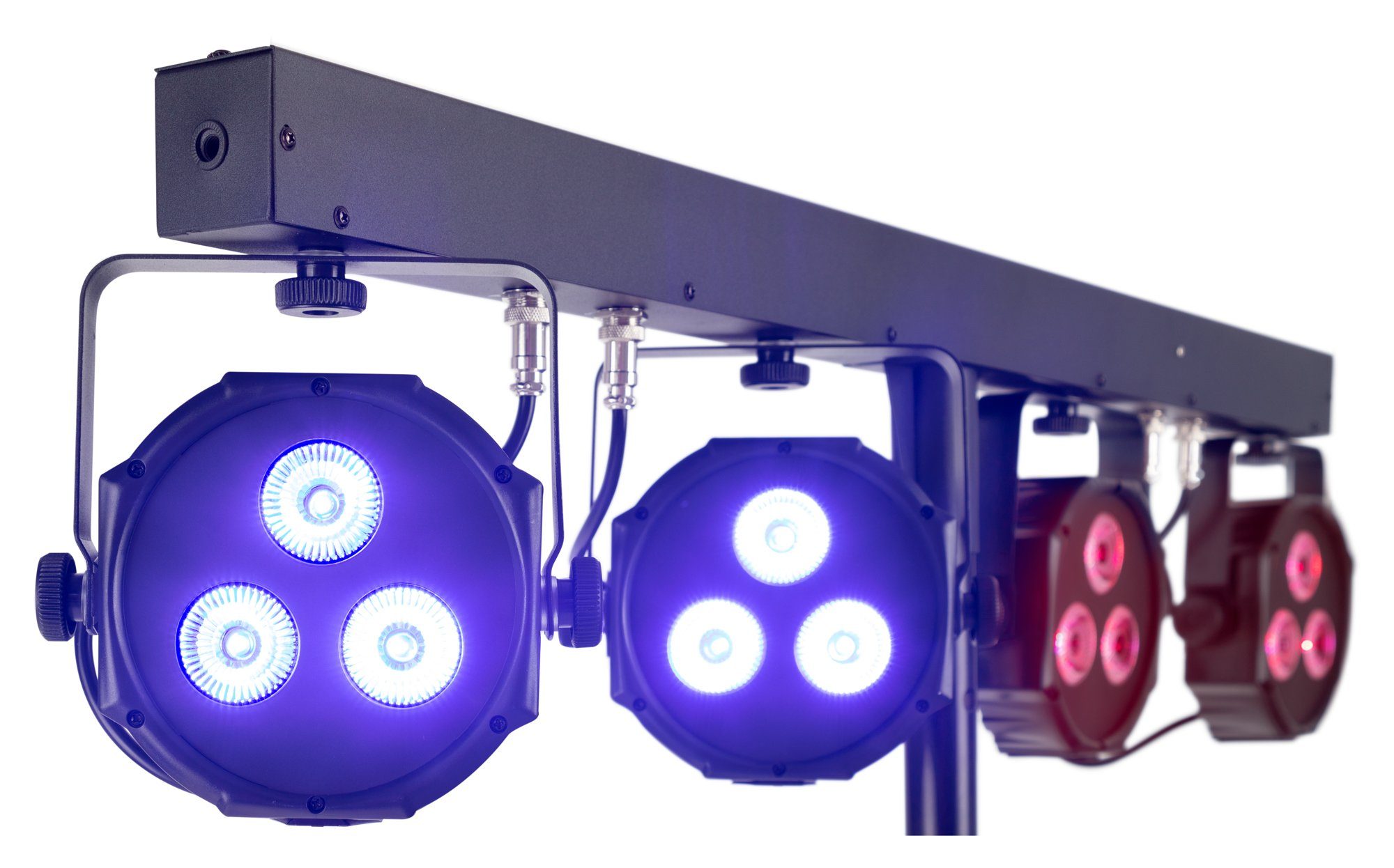 Komplettanlage, Stativ, inkl. Licht Showlite PAR-Spots, DMX-Controller, LB-427 LED RGB 4x Fußfernsteuerung Tasche & Lichtanlage
