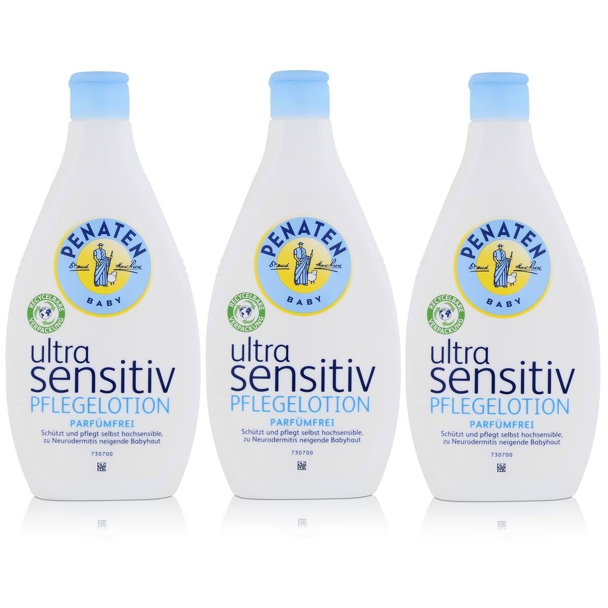 Babypflege-Set Penaten Baby ultra sensitiv Pflegelotion 400ml - Parfümfrei (3er Pack)