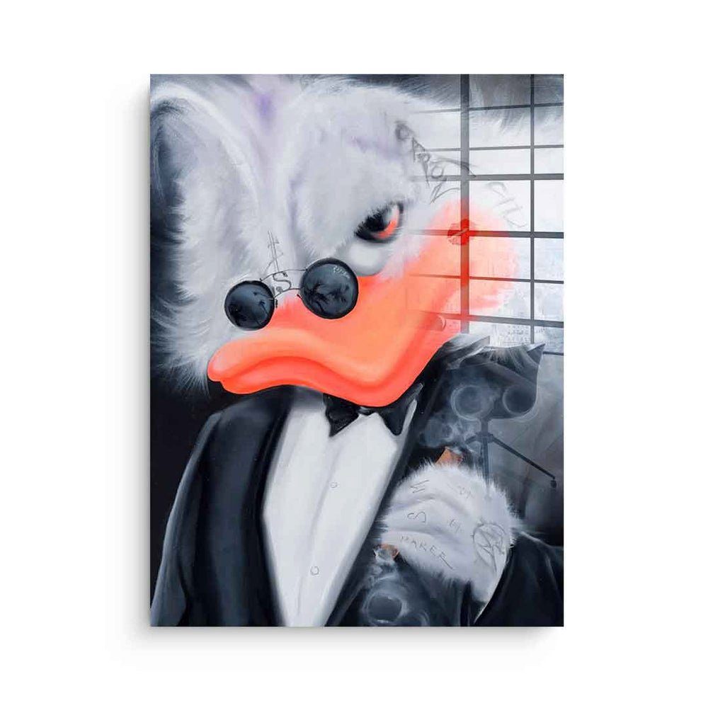 DOTCOMCANVAS® Acrylglasbild Cigarette Duck - Acrylglas, Acrylglasbild Duck Pop Art Comic Porträt Cigarette Duck weiß schwarz