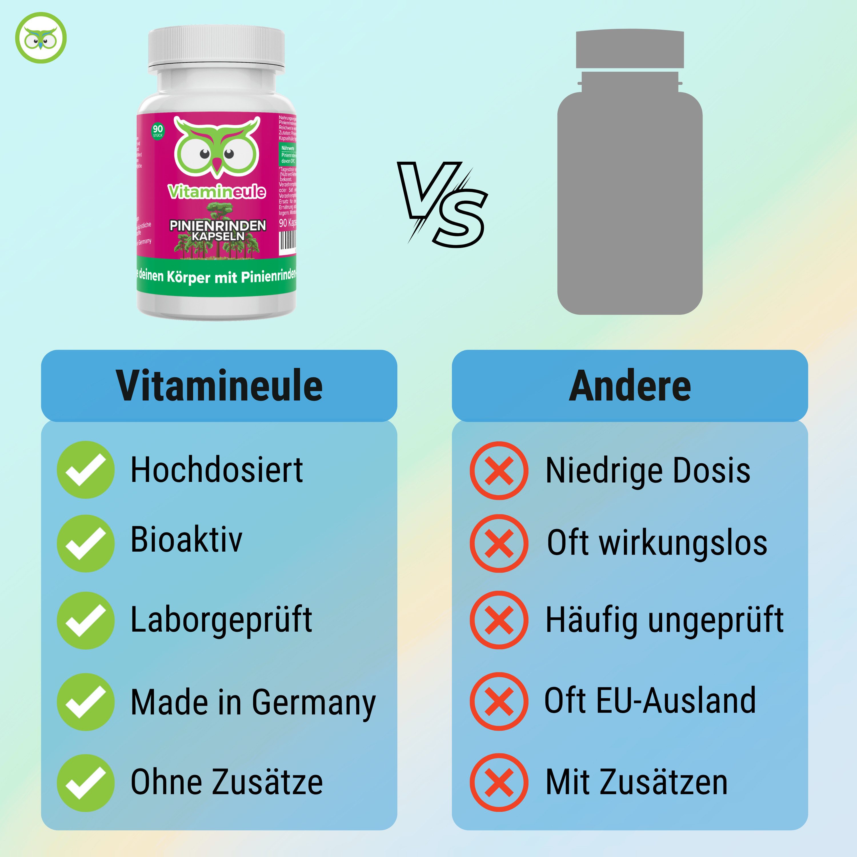 Vitamineule Pinienrindenextrakt Kapseln mit 527 mg Extrakt (25:1) - 500 mg OPC - Kapsel