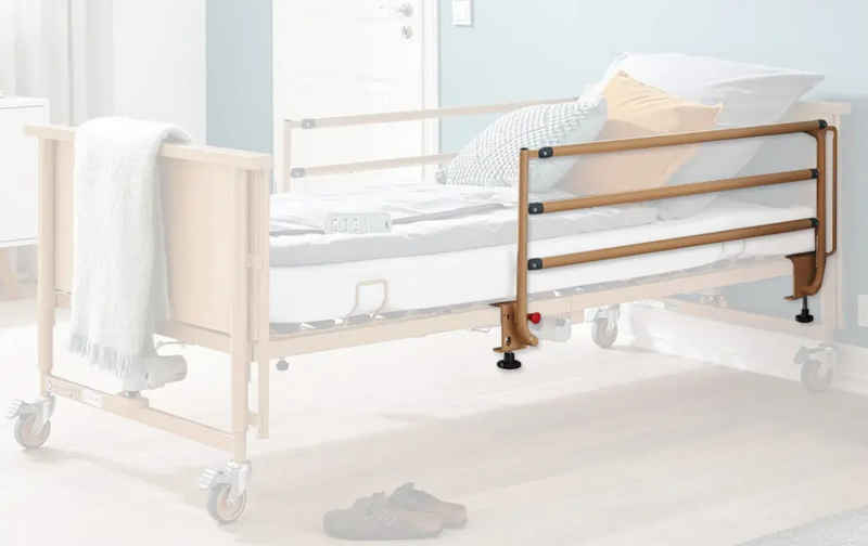 Burmeier Bettschutzgitter adaptierbare Seitensicherung für Pflegebetten von Burmeier (Rechts- oder linksseitige Ausführung, Schwenkbare Konstruktion, Einfache Montage), Werkzeuglose Montage