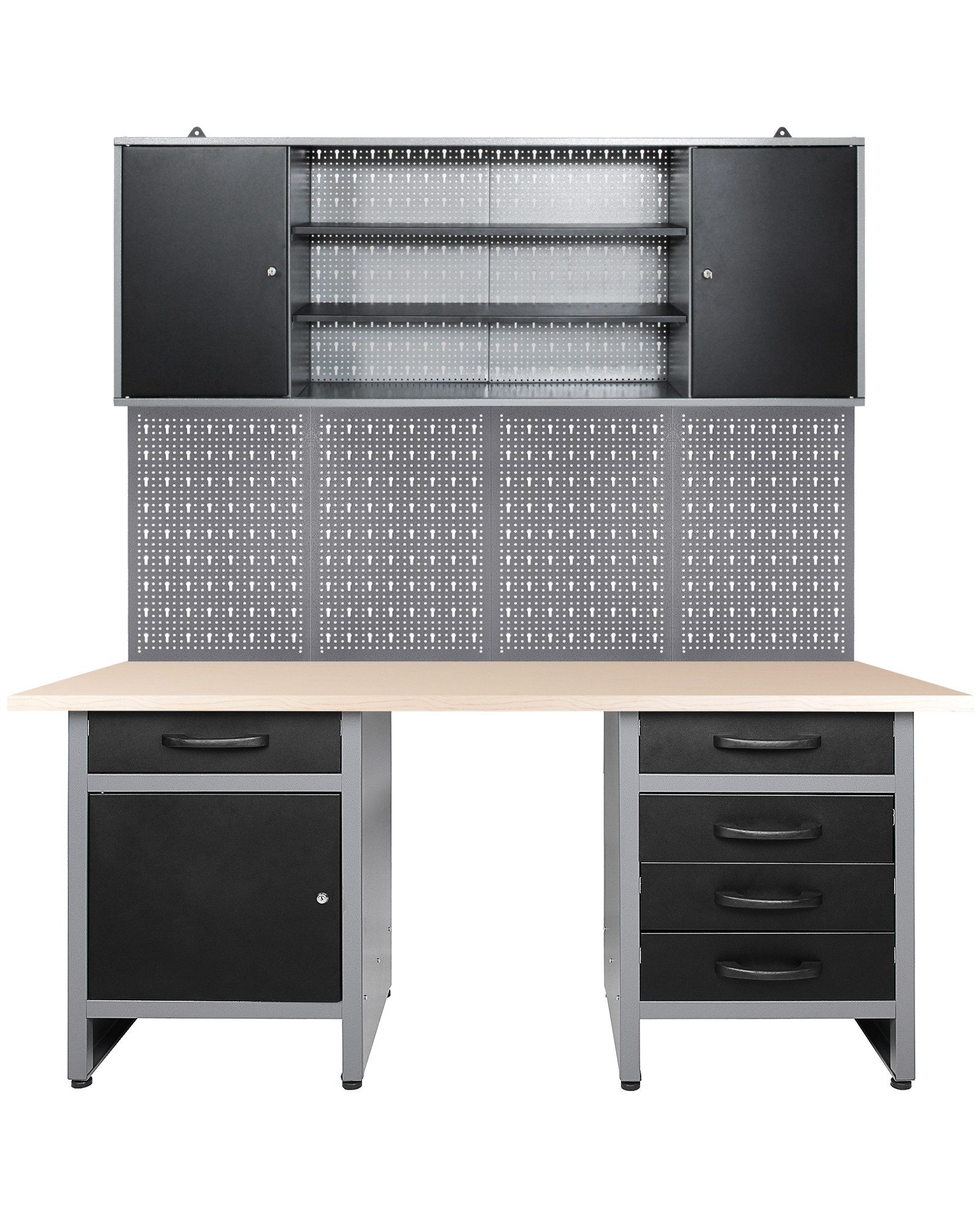 ONDIS24 Werkstatt-Set Ondis24 Werkstatteinrichtung 160 cm Werkbank Werkzeugschrank Lochwand