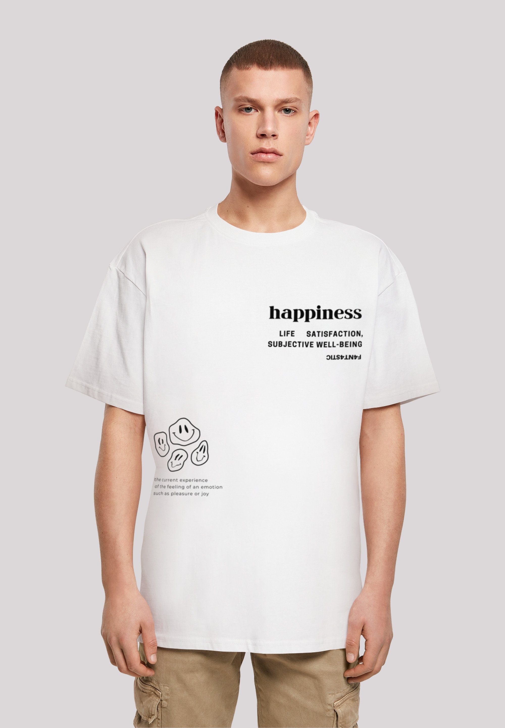 F4NT4STIC T-Shirt happiness OVERSIZE TEE Print weiß