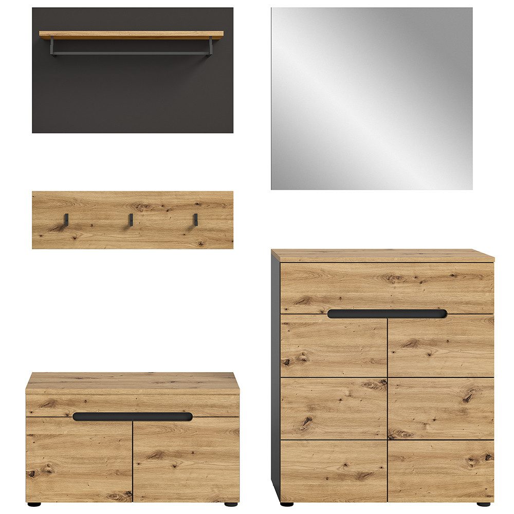 Lomadox Garderoben-Set CORTONA-158, (Spar-Set, 4-St., Garderobenpaneel Flur günstig online kaufen