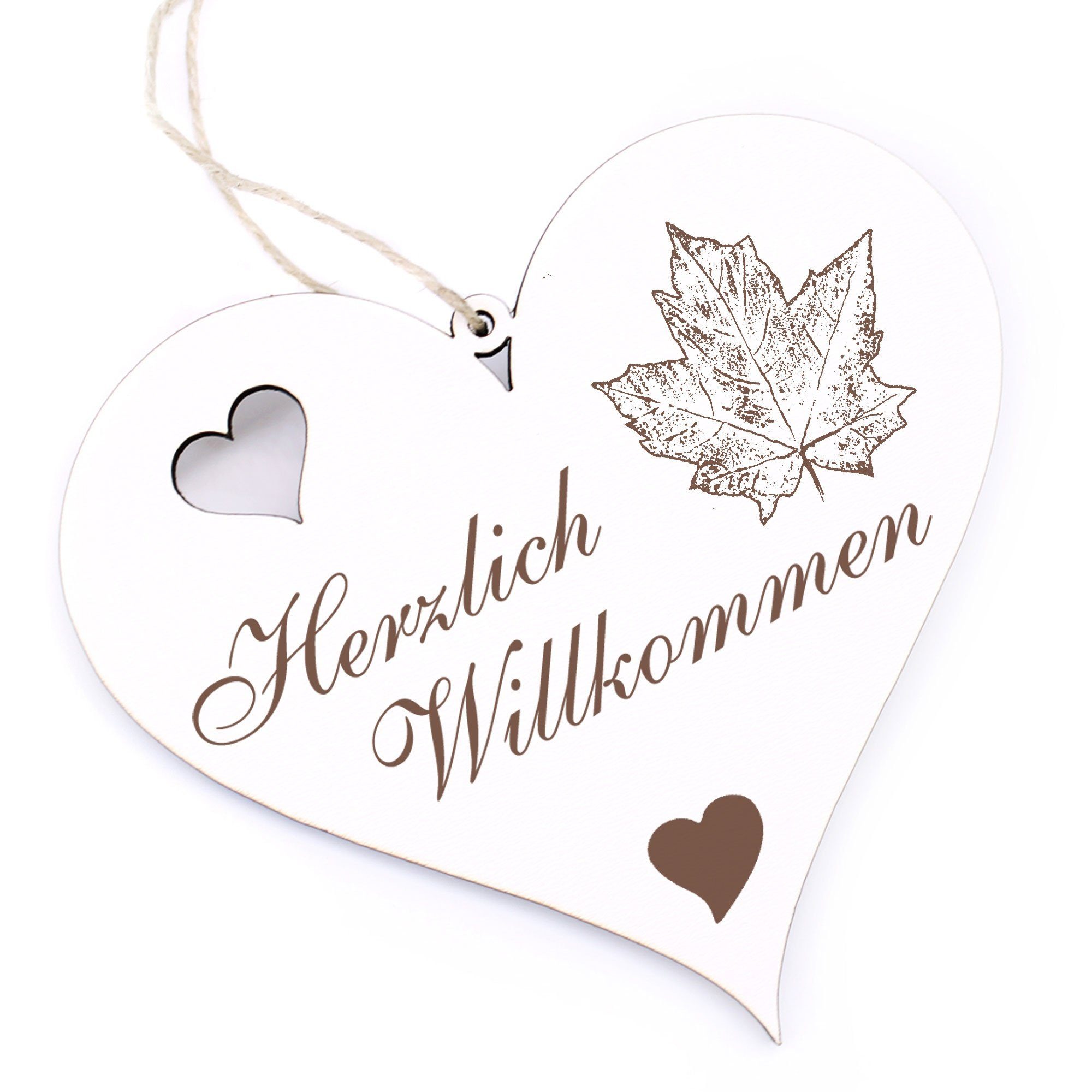 Dekolando Hängedekoration Herzlich Willkommen - 13x12cm Ahornblatt - Herbst
