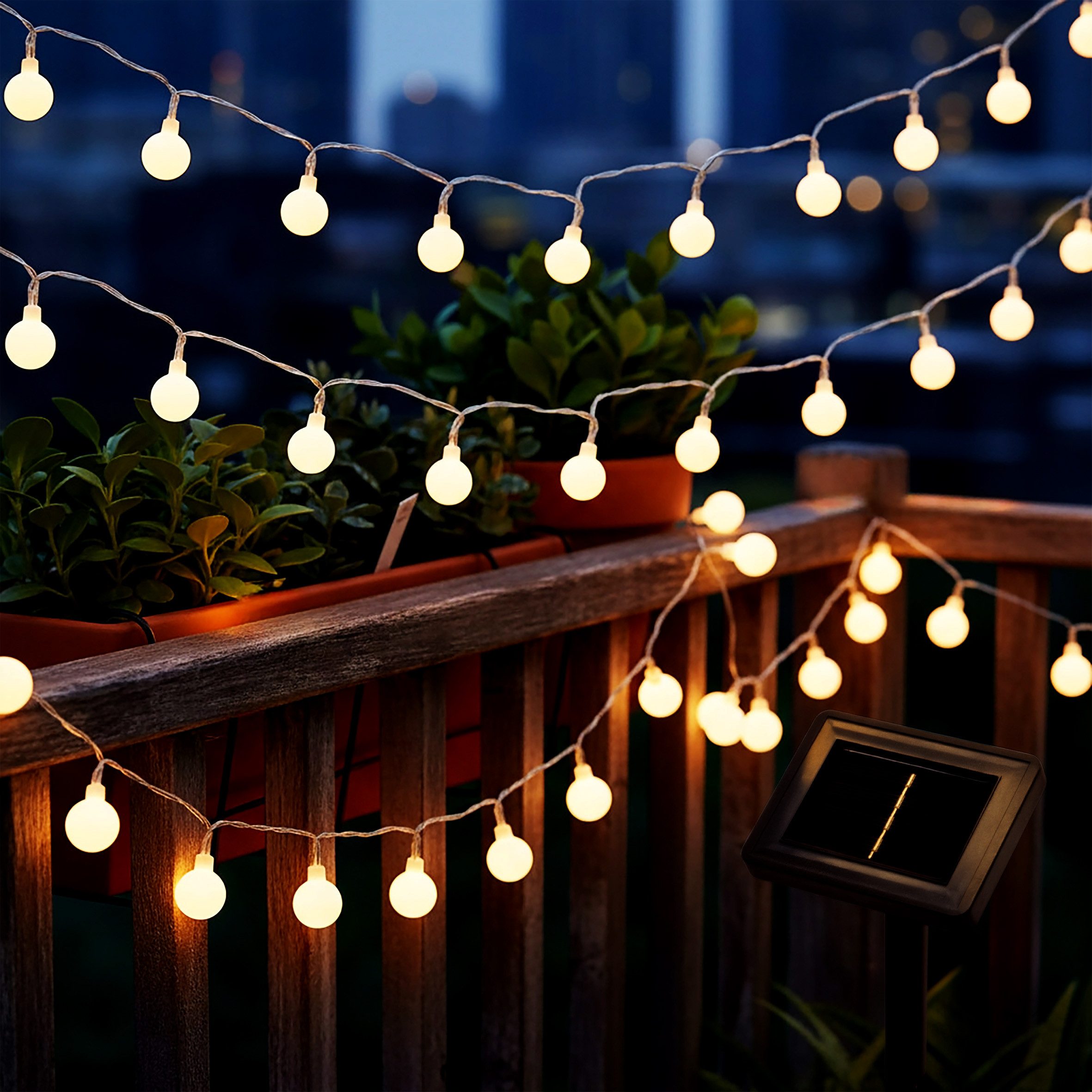 Spetebo LED-Lichterkette Lichterkette 290 cm für Außen mit 30 mini Kugeln, 30-flammig, Automatische Einschaltung bei Dämmerung – Bild 5 von 5