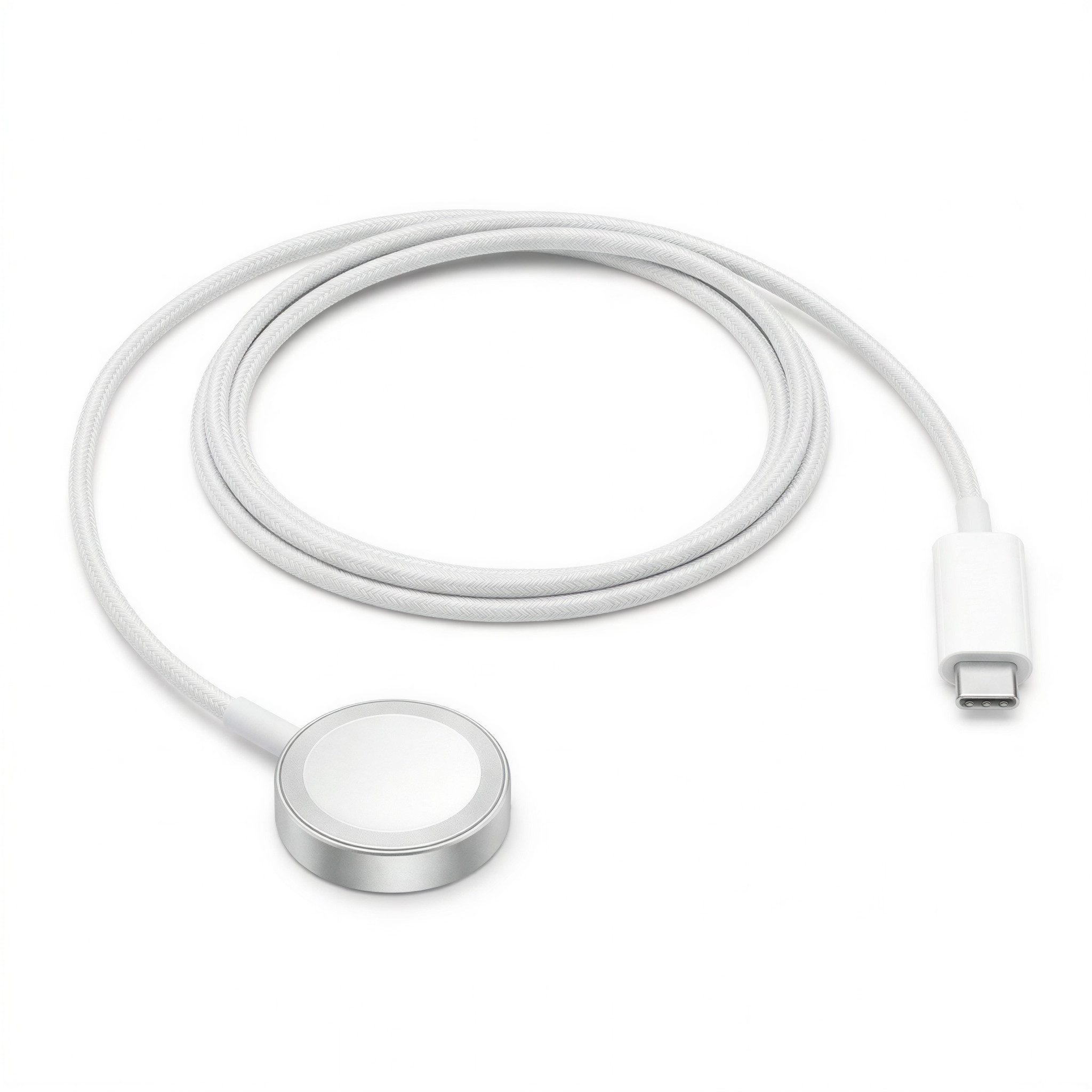 Futurea Magnet-Ladekabel für Apple Watch Series 12 11 10, SE & Ultra USB-Ladegerät (1000 mA, Einzelartikel, 1-tlg., Aluminium-Ladepuck mit 1 m USB-C Kabel, geflochtener Textilmantel)