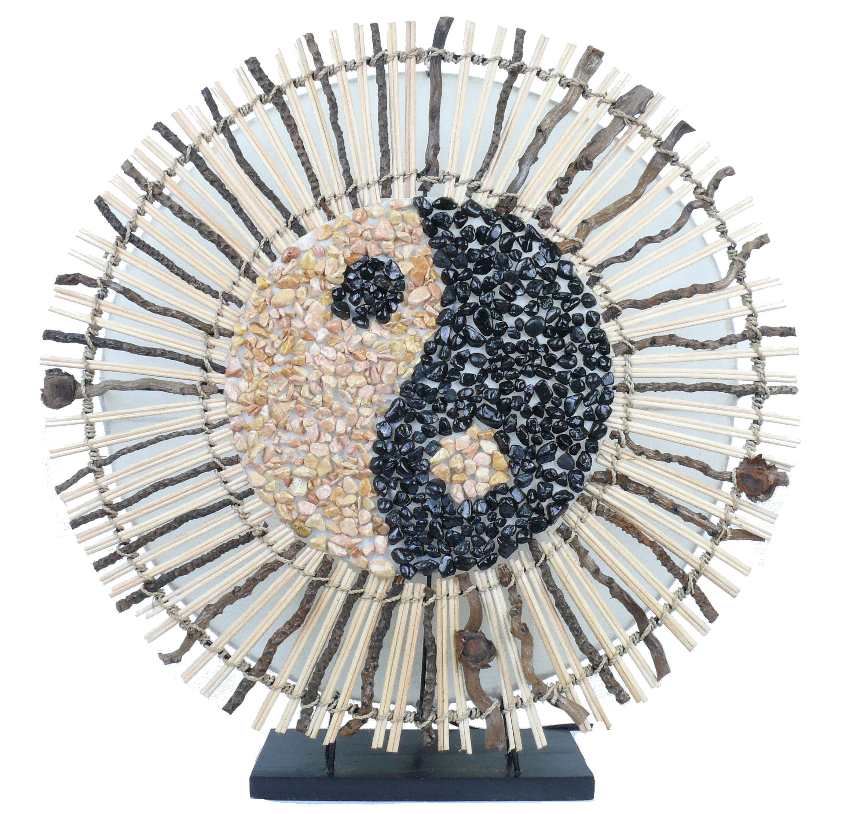 WORU Tischleuchte Tischlampe Batur Yin Yang aus Rispen und Steinen ca. 40 cm