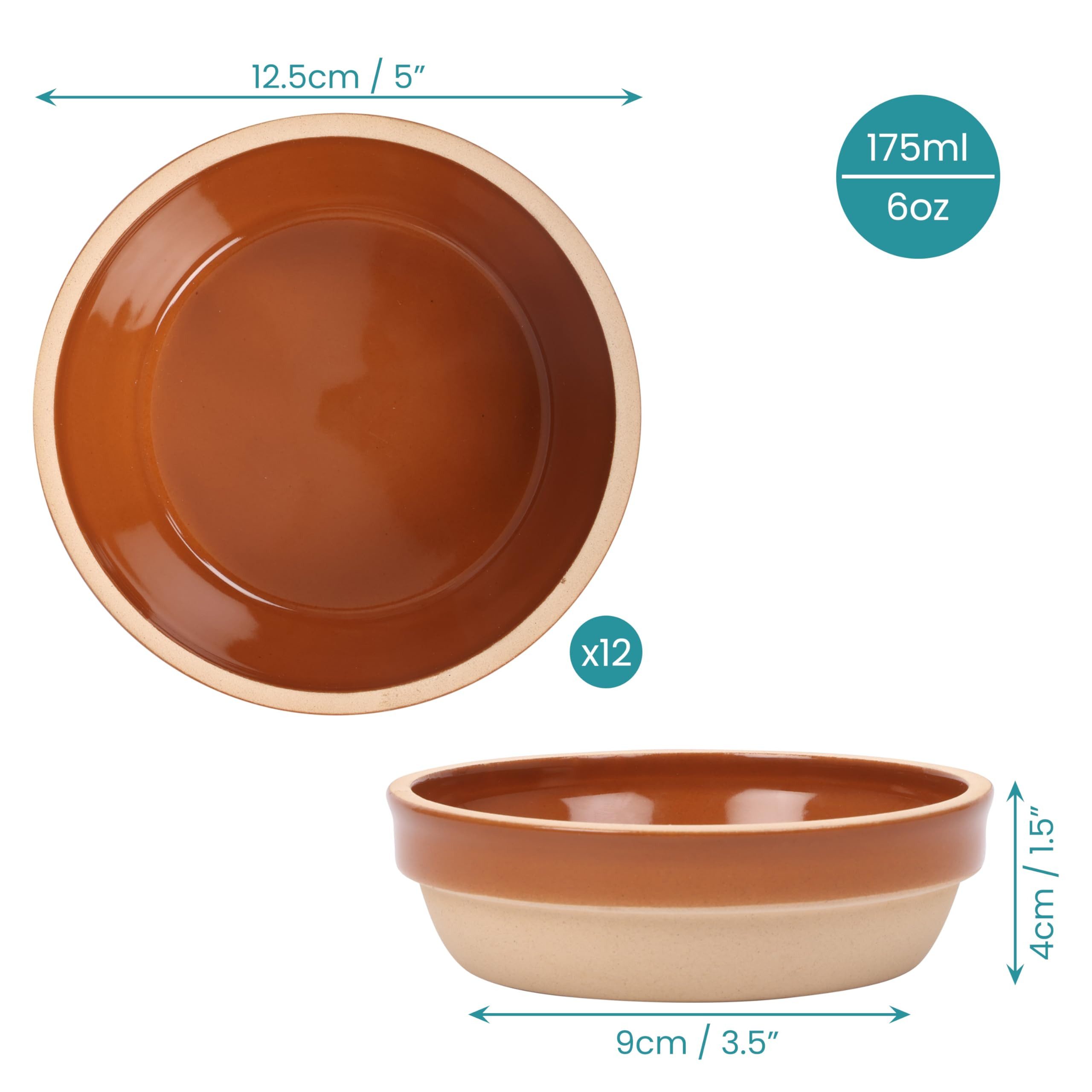 Belle Vous Servierschale BELLE VOUS Tapas Schälchen 12er Set 175 ml Keramik, Terrakotta