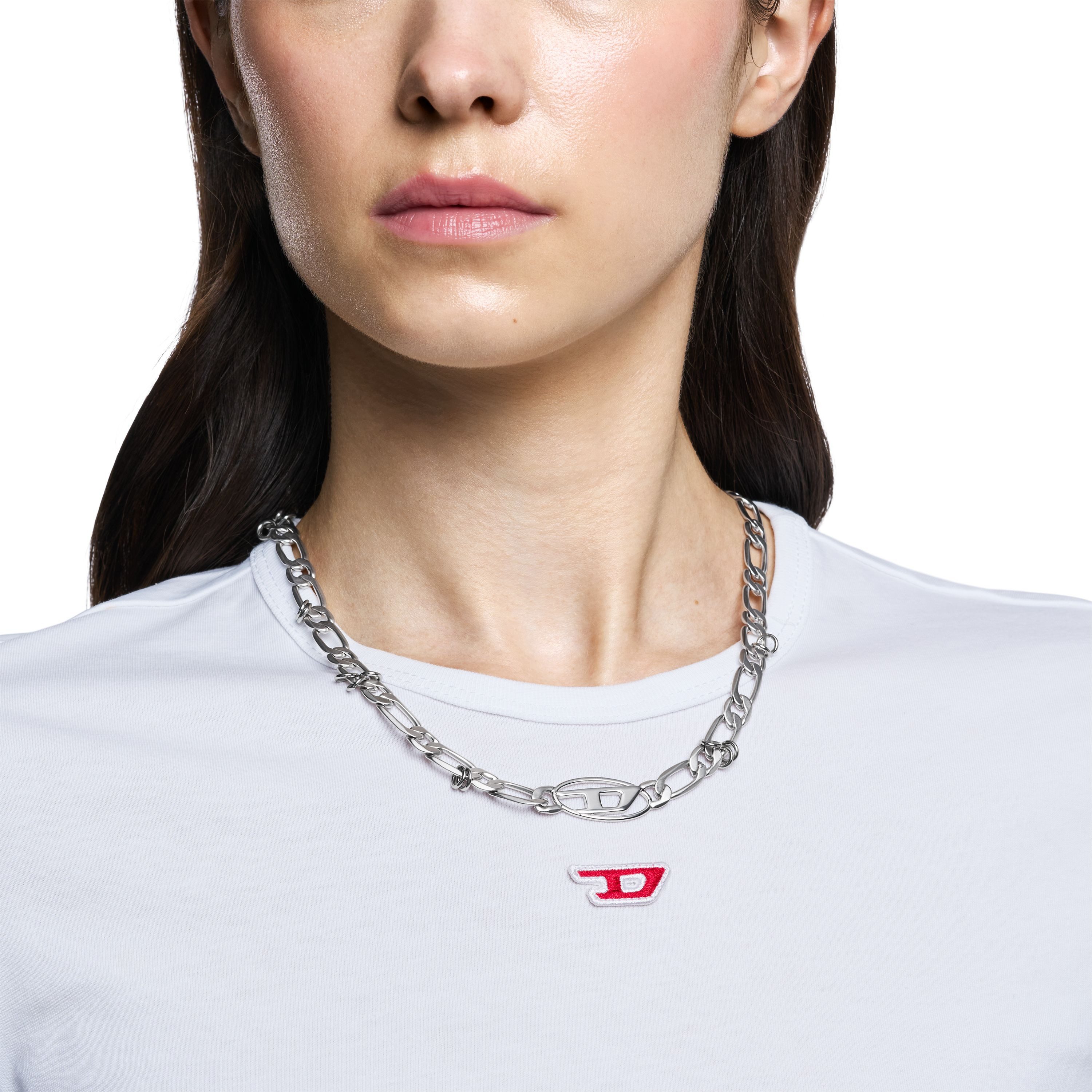 Diesel Kette ohne Anhänger Schmuck Geschenk Metall OVAL D LOGO