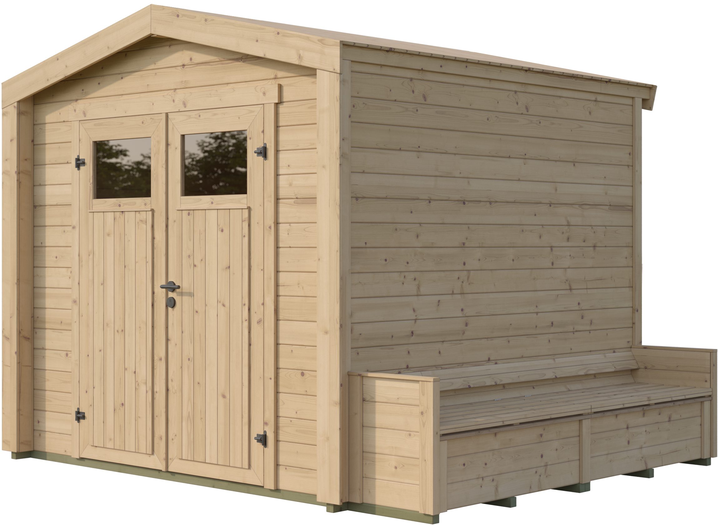 weka Gartenhaus Killarney, BxT: 294x248 cm, Doppeltür, 1/4 verglast, mit Sitztruhe