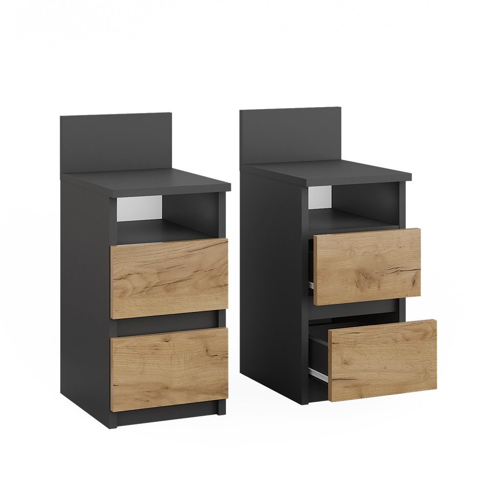 Vicco Nachtschrank Monty, Anthrazit/Goldkraft Eiche, 25 x 59.1 cm 2er Set günstig online kaufen