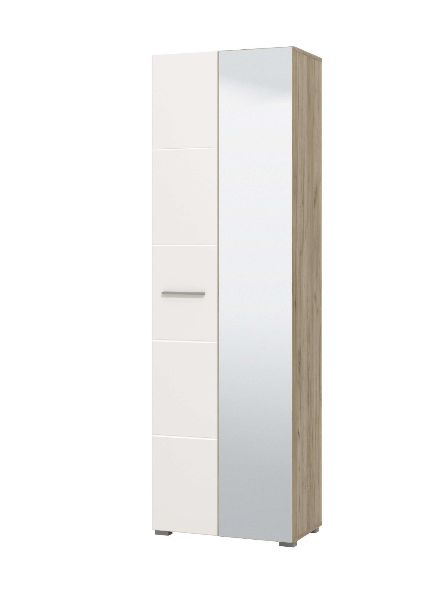Home affaire Garderobenschrank Beny Kleiderschrank, Stauraumschrank, Flurschrank, Höhe 193 cm Hochglanzfronten, Spiegeltür, Breite 60 cm, ausziehbare Kleiderstange
