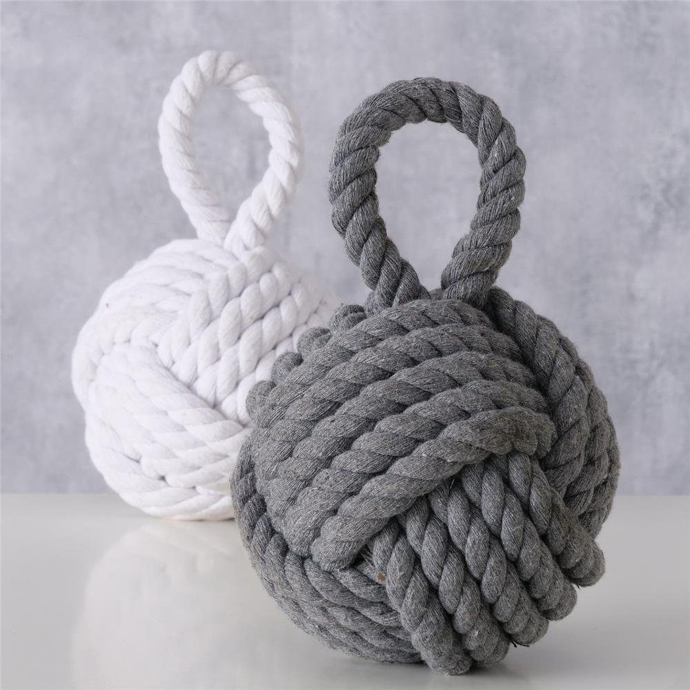 BOLTZE Türstopper Zuber als Knoten aus Jute, 2er Set (1x Grau, 1x Weiß) Maritimes Design