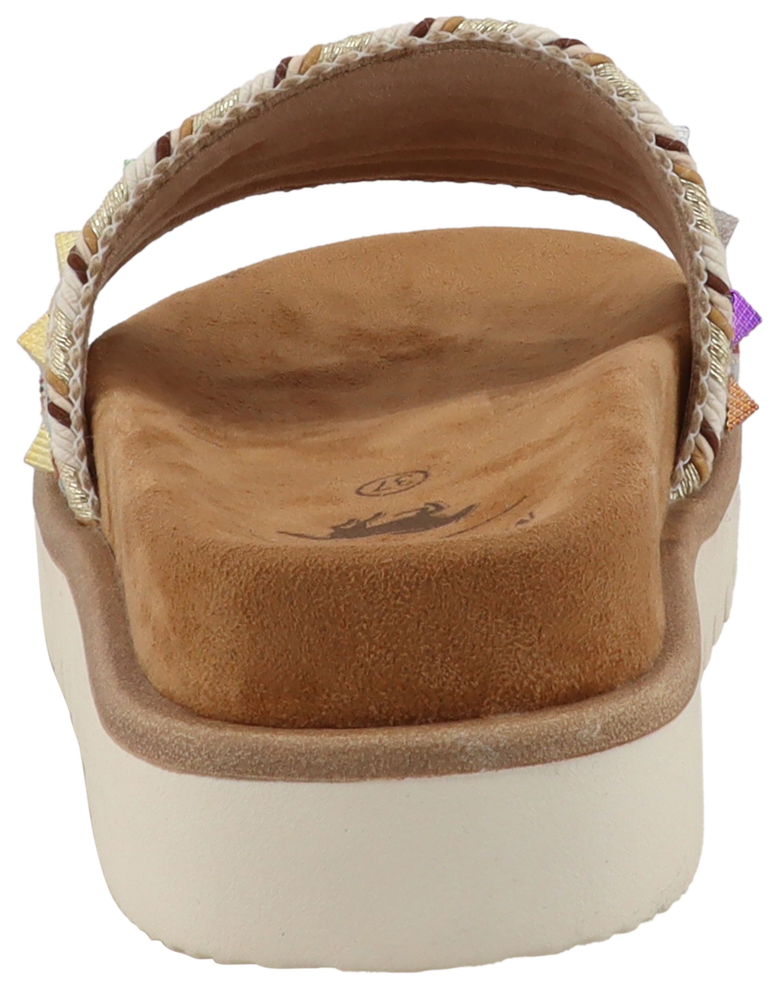 Mustang Shoes Malina Pantolette Sommerschuh, Schlupfschuh mit Flechtungen und bunten Nieten