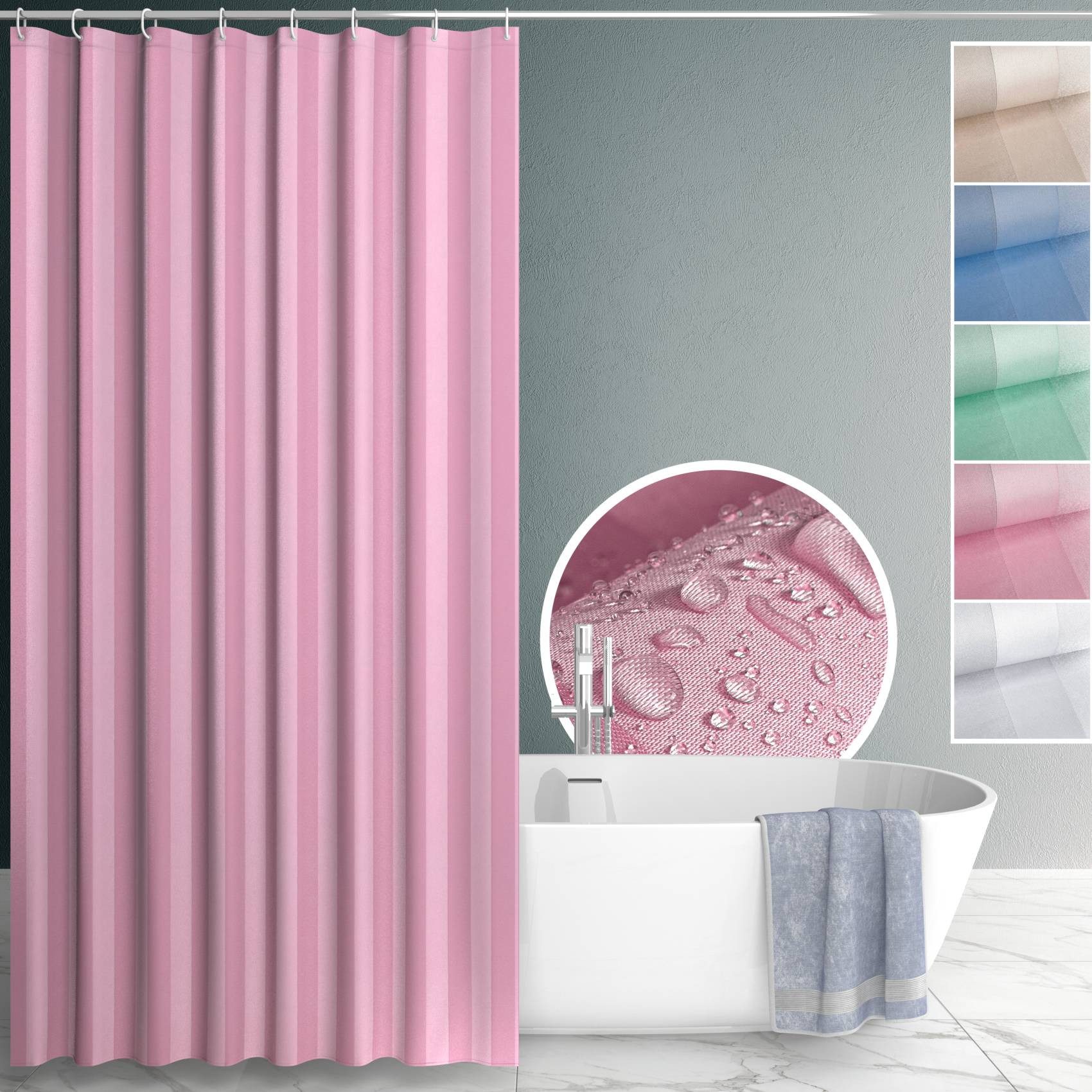 ANRO Duschvorhang aus Italien hochwertiger Badevorhang Textil mit Ösen und günstig online kaufen