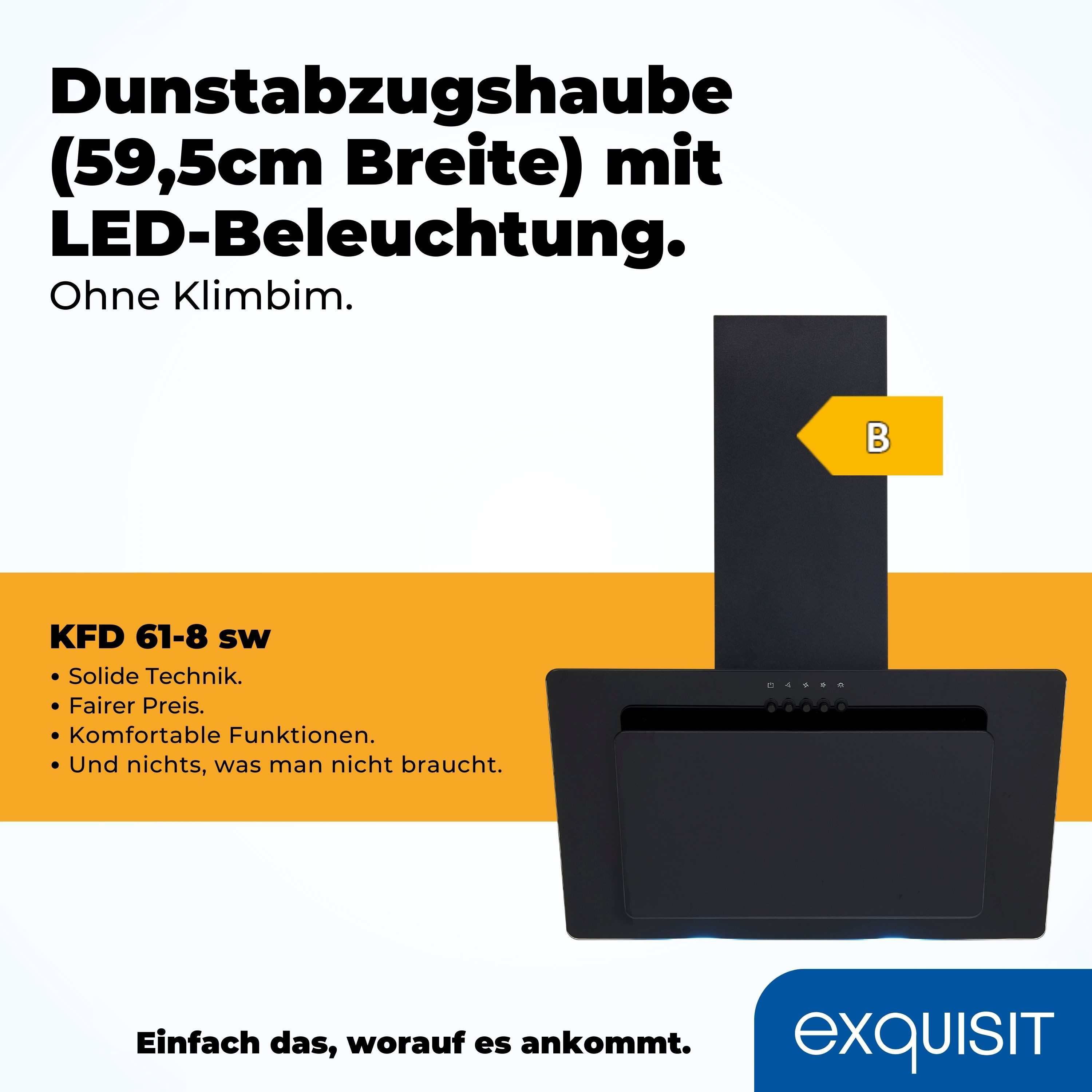 exquisit Kopffreihaube KFD 61-8sw KFD 61-8sw, Kopffreihaube – mehr Bewegungsfreiheit über dem Kochfeld