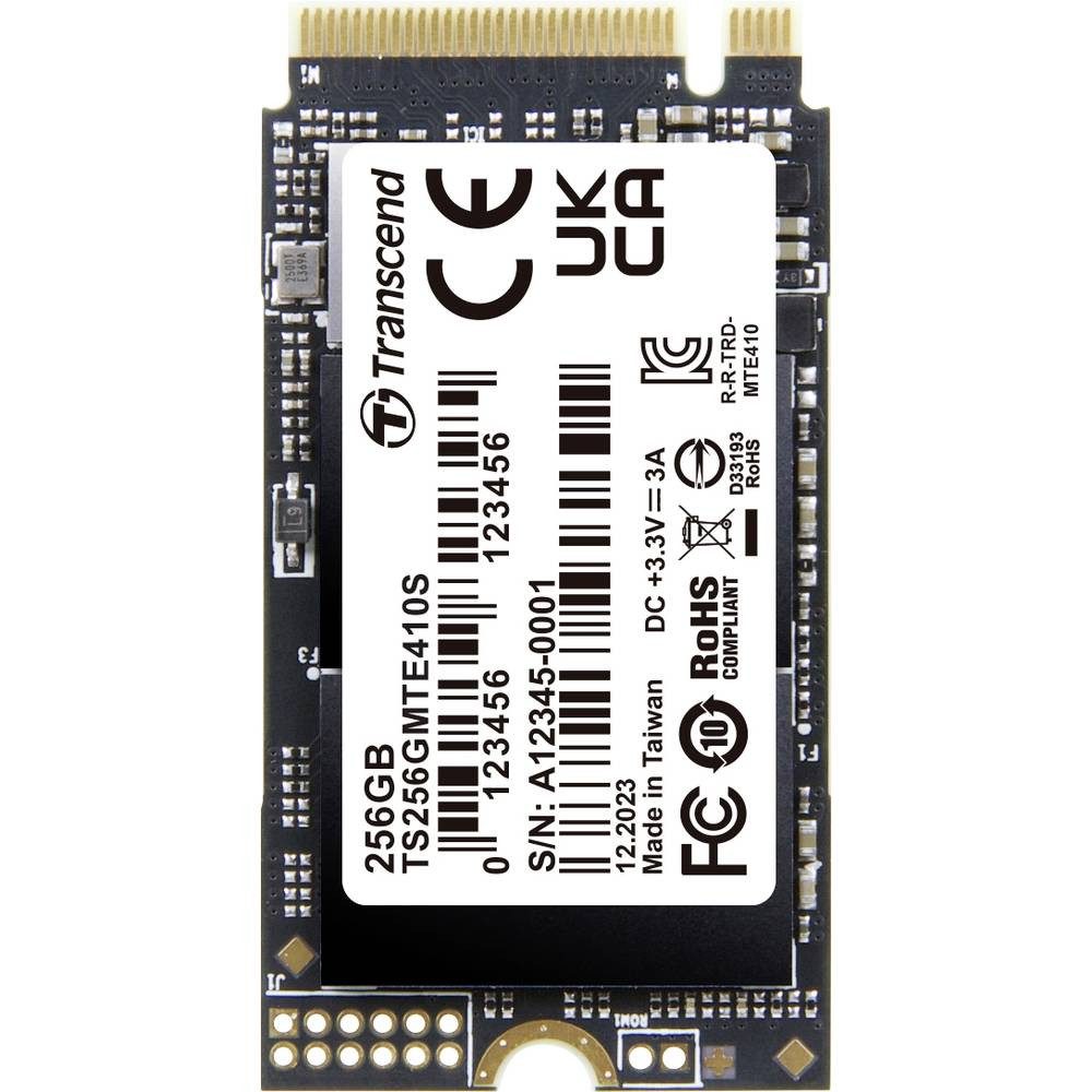 Transcend PCIe SSD 410S 256 GB TS256GMTE410S SSHD-Hybrid-Festplatte (256 GB), 3D NAND