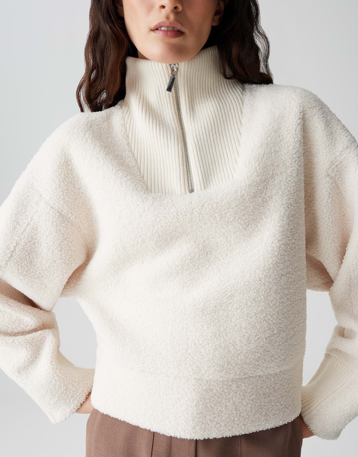 OPUS Sweatshirt GICK Regular Fit aus Teddyfell lockere Passform, flauschiger Griff, wärmend
