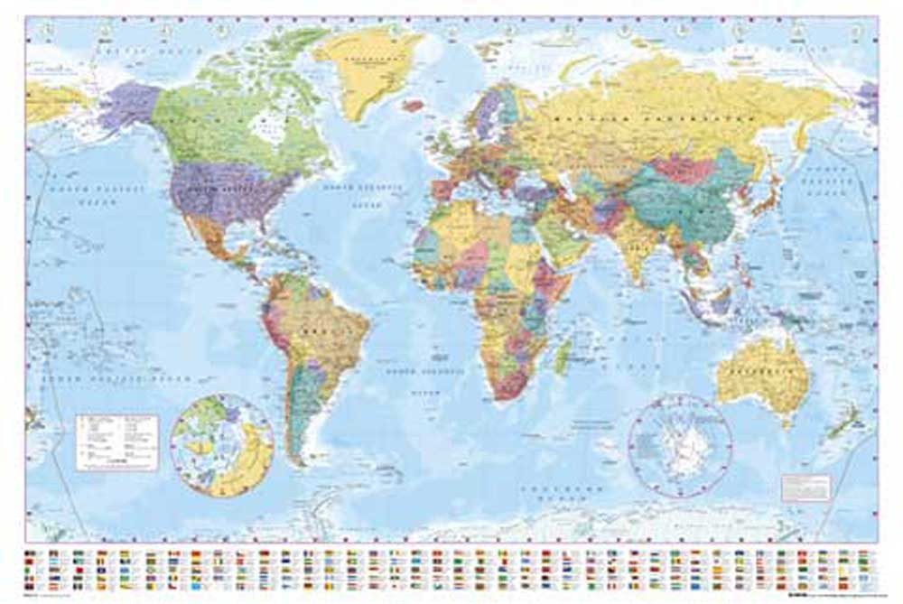 Poster Landkarten - Плакат - Politische Weltkarte Version 3