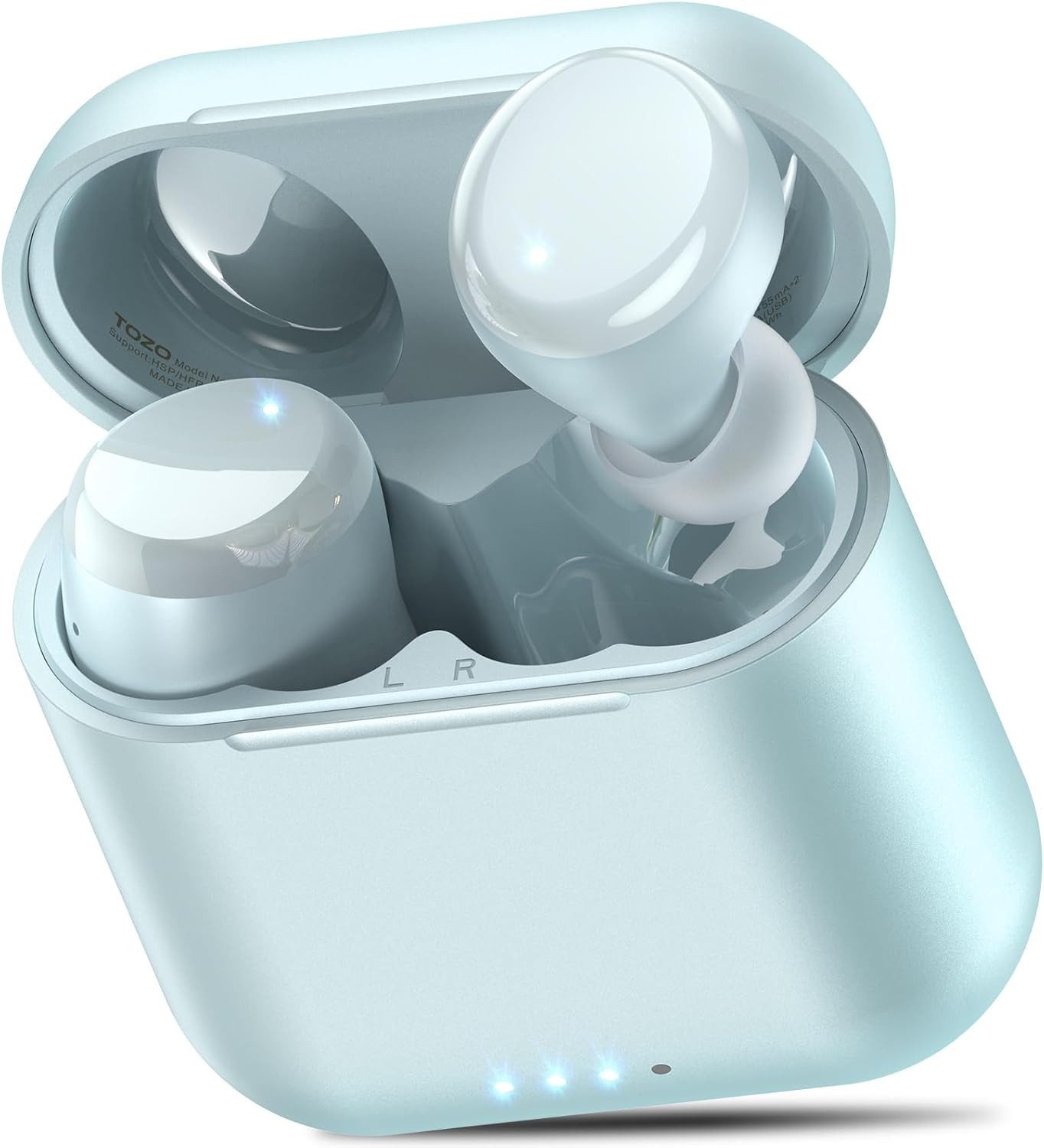 TOZO Bluetooth 5.3 Headset mit 50h Akku & IPX8 Schutz In-Ear-Kopfhörer (Dank IPX8 Wasserschutz sind diese Sportkopfhörer ideal für Fitness, Joggen und Outdoor Aktivitäten bei jedem Wetter geeignet., True Wireless Audio mit Ladecase, Bass Sound & Touch Steuerung)