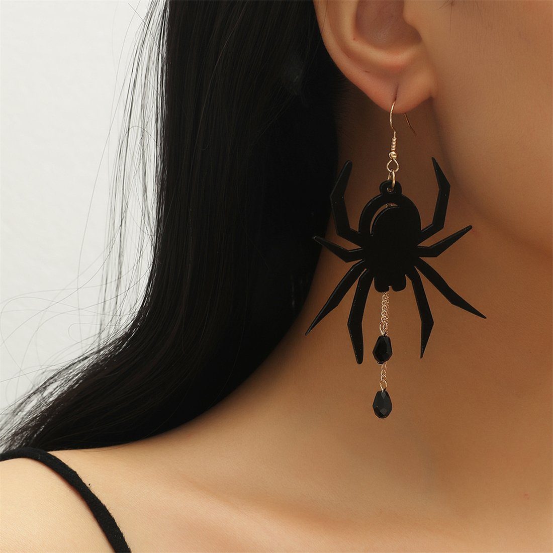 DÖRÖY Paar Ohrhänger Halloween Black Spider Ohrringe, Party übertrieben Ohrringe, Schmuck