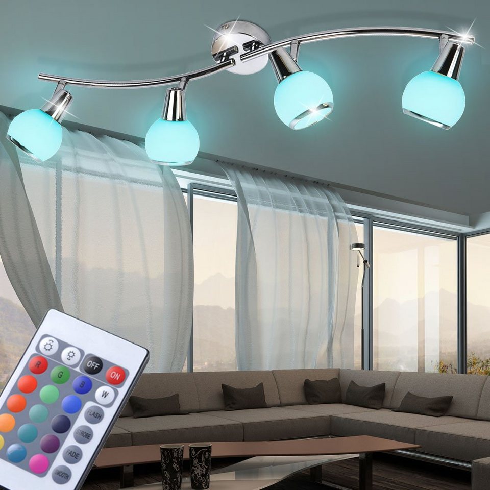etc-shop LED Deckenleuchte, Leuchtmittel inklusive, Warmweiß, LED Decken  Spot Leuchte Fernbedienung Wohn Zimmer Lampe dimmbar im Set