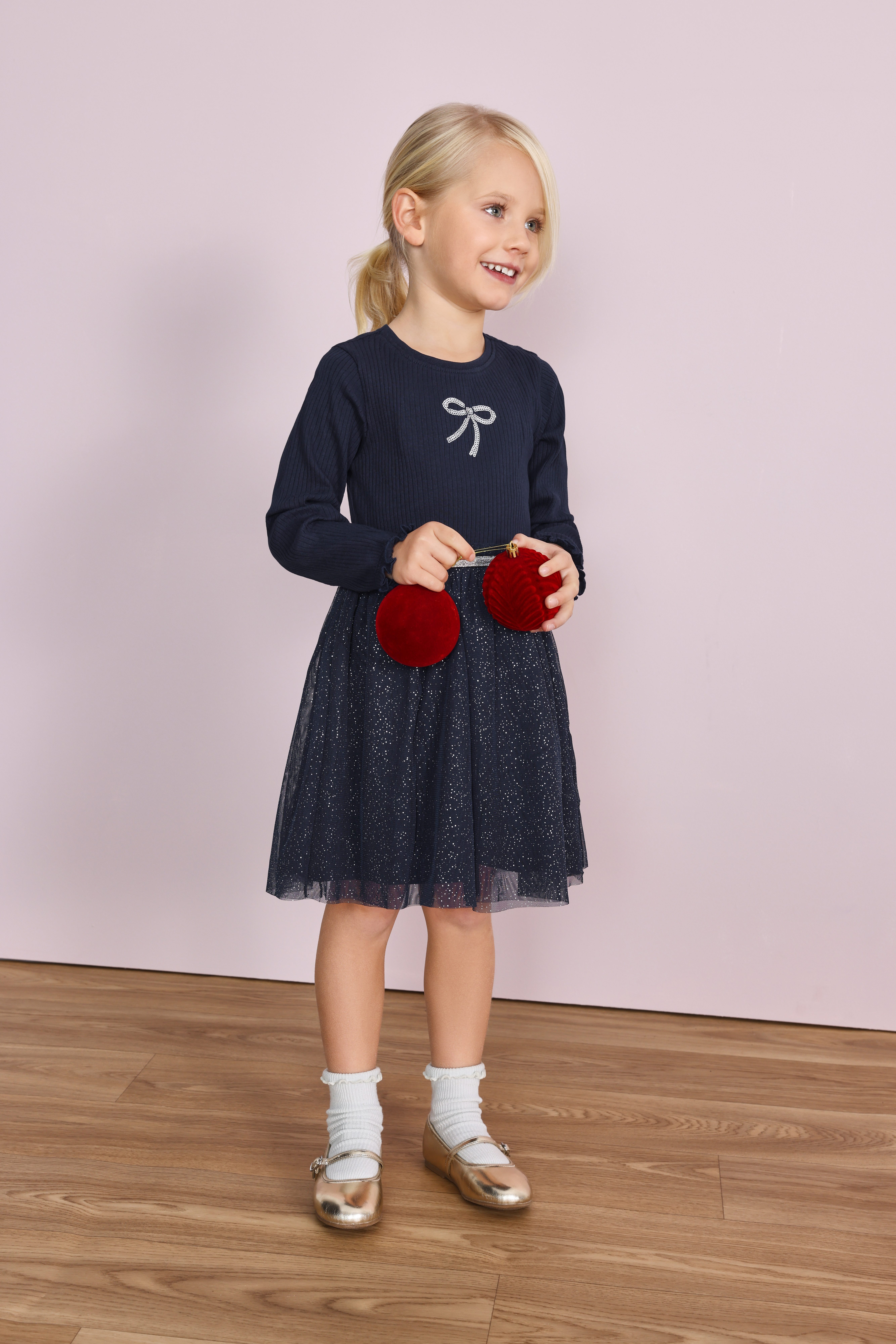 Blue Seven Jerseykleid mit aufgesetztem Tüllrock mit Paillettendetails – Bild 3 von 4