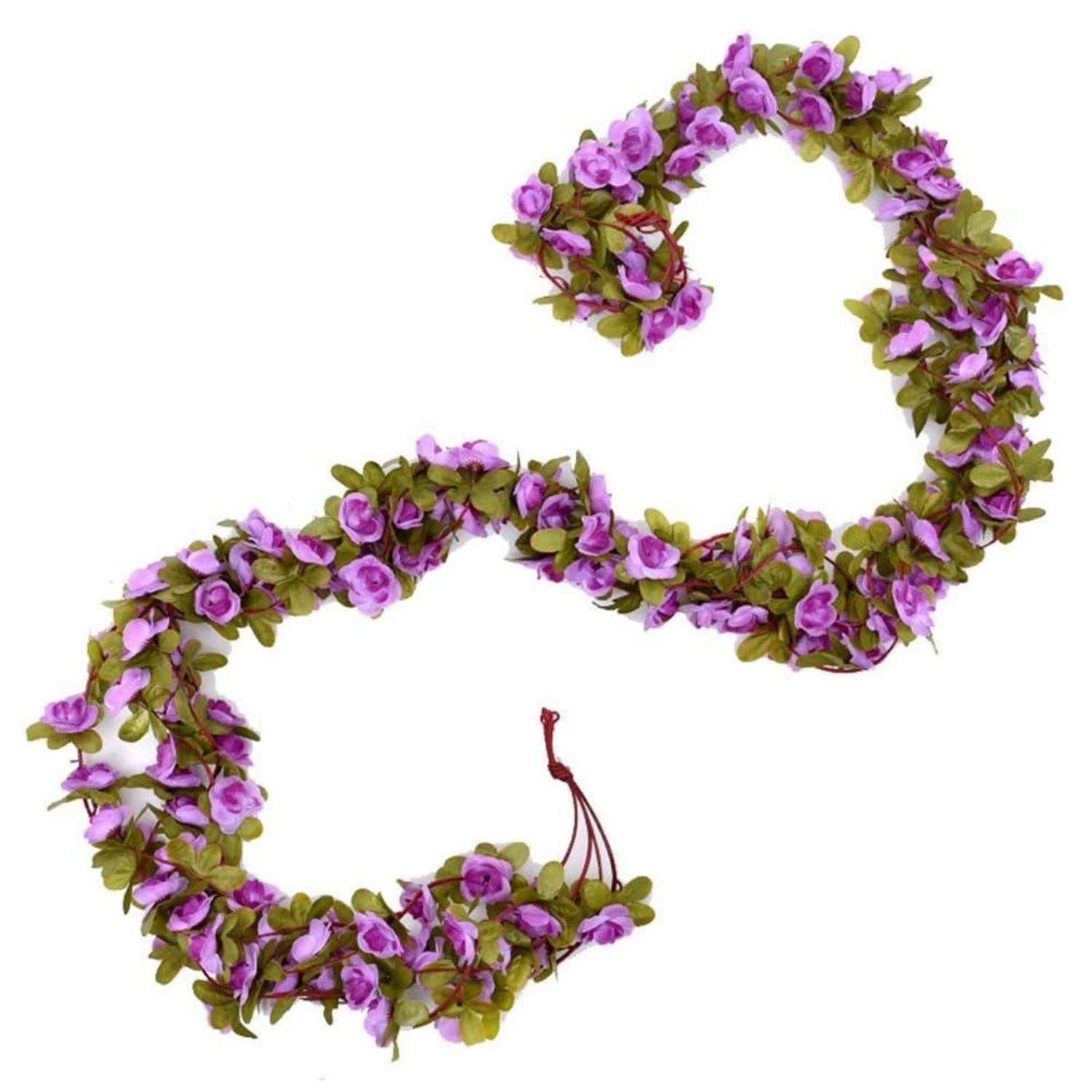 Kunstgirlande Künstliche Rosengirlande 2.4m Helleslila 2Stk, LuxusKollektion, Höhe 10 cm