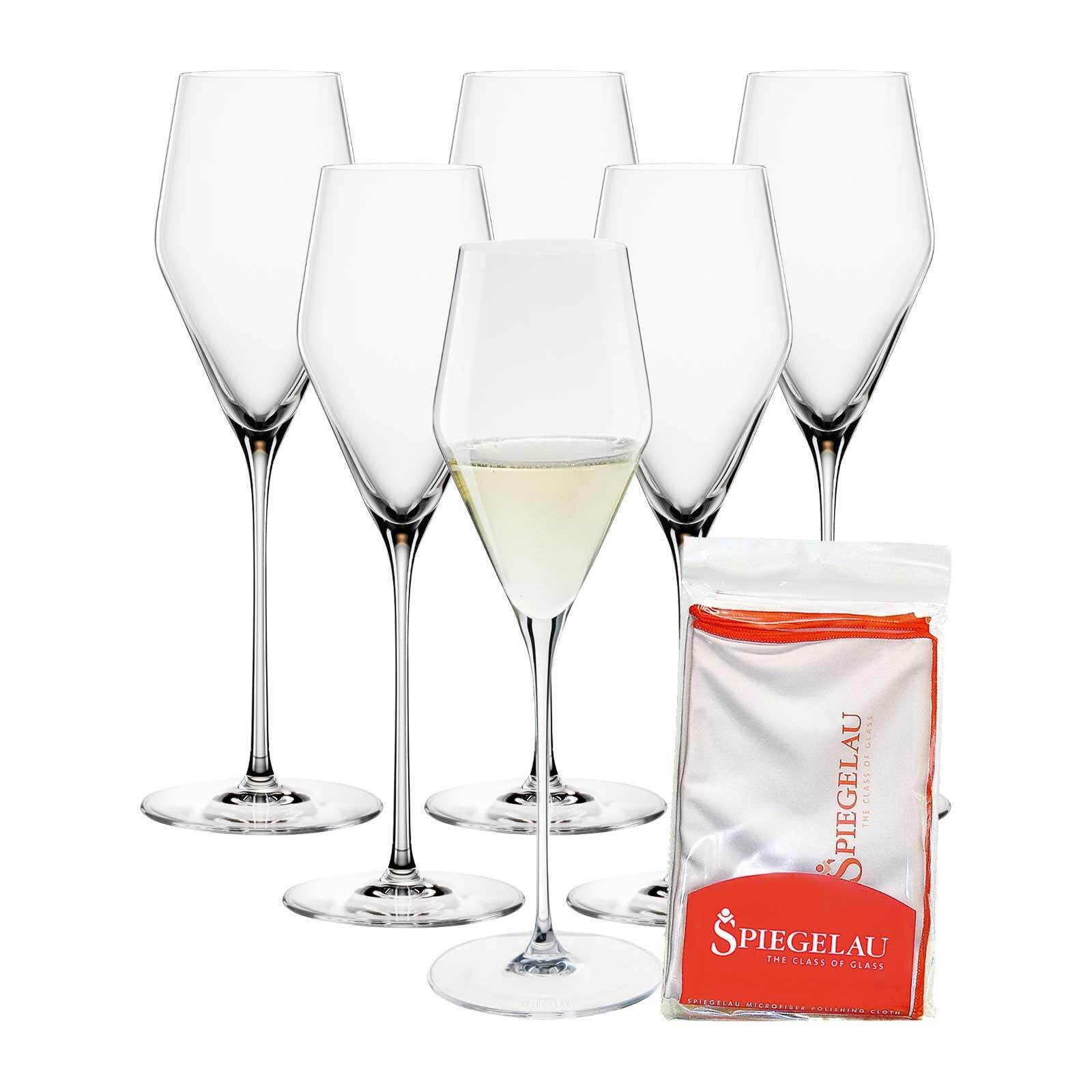 SPIEGELAU Champagnerglas Definition Champagnergläser + Poliertuch 250 ml, 6-tlg., Glas