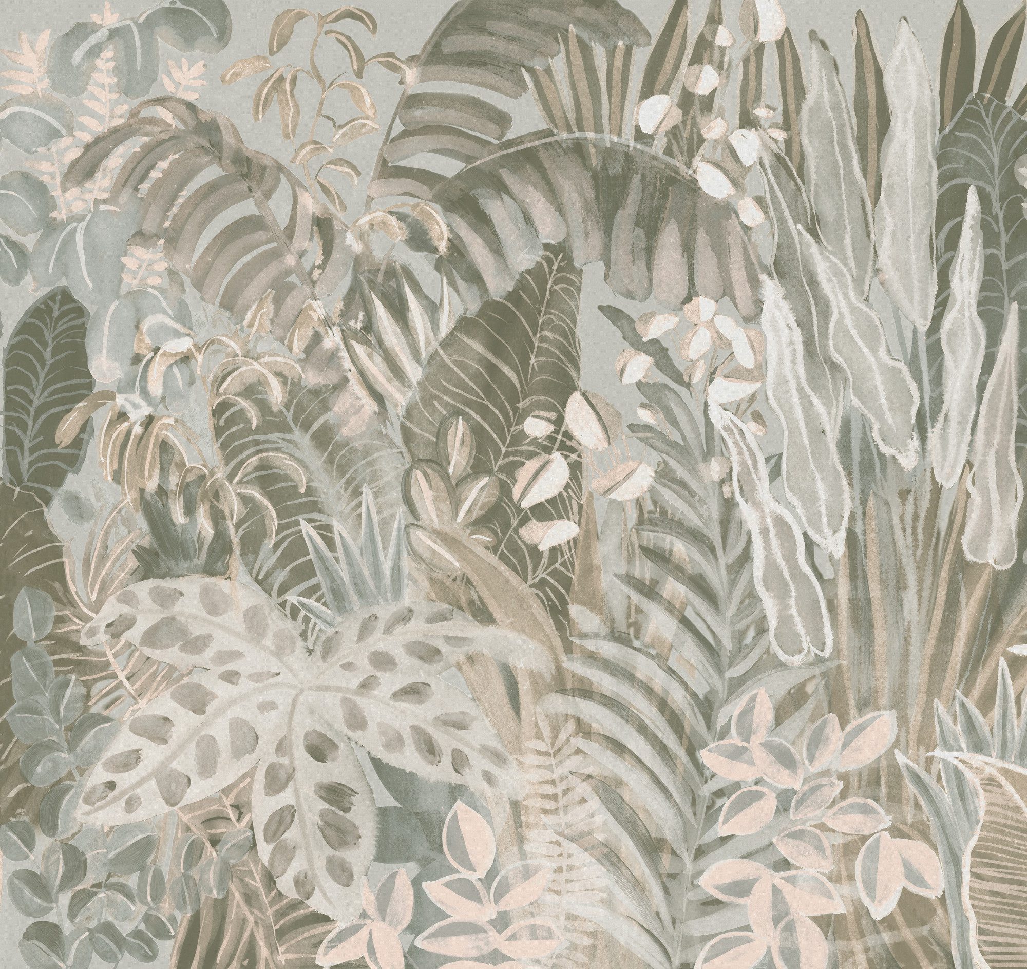 Rasch Fototapete Palmenblätter & tropischer Dschungel - Vliestapete Grün, floral, bedruckt, (1 Rolle, 1 St., Kollektion 'SCHÖNER WOHNEN "Cosy Living"' - 3 m x 3,18 m), Lichtbeständige Farben - Feucht abwischbar - Restlost abziehbar