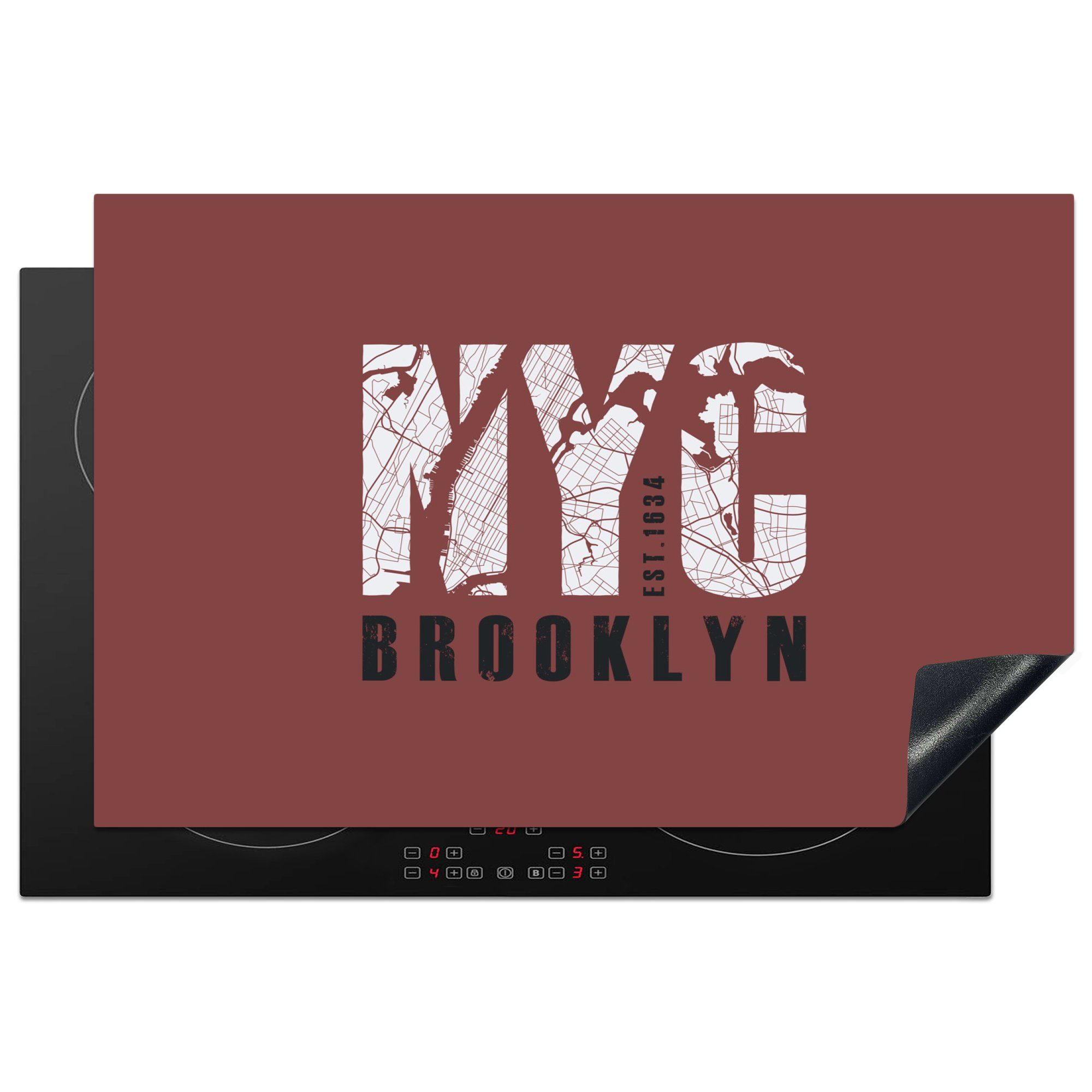 MuchoWow Herdblende-/Abdeckplatte New York - NYC - Brooklyn, Vinyl, (1 tlg), 81x52 cm, Induktionskochfeld Schutz für die küche, Ceranfeldabdeckung
