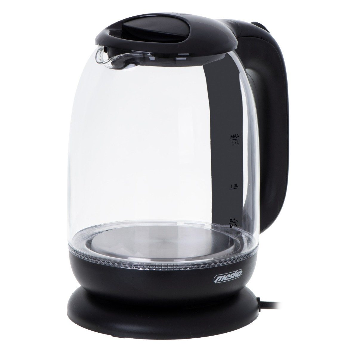 Mesko Wasserkocher MS 1302 B 1,7 L - LED-Beleuchtung, 360°-Sockel, 2200 W, 1,7 l, 2200 W, 360° drehbarer Sockel, Automatische Abschaltung
