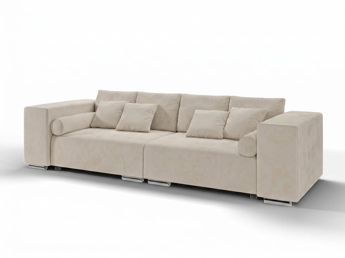 Xlmoebel Big-Sofa Beiges 5-Sitzer Schlafsofa aus weichem Textil für das Wohnzimmer, 1 Teile, Made in Europa