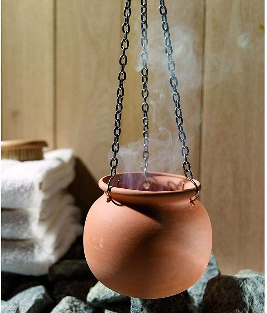Sauna-Aufgussset Aromatopf Aufgusstopf Terrakotta