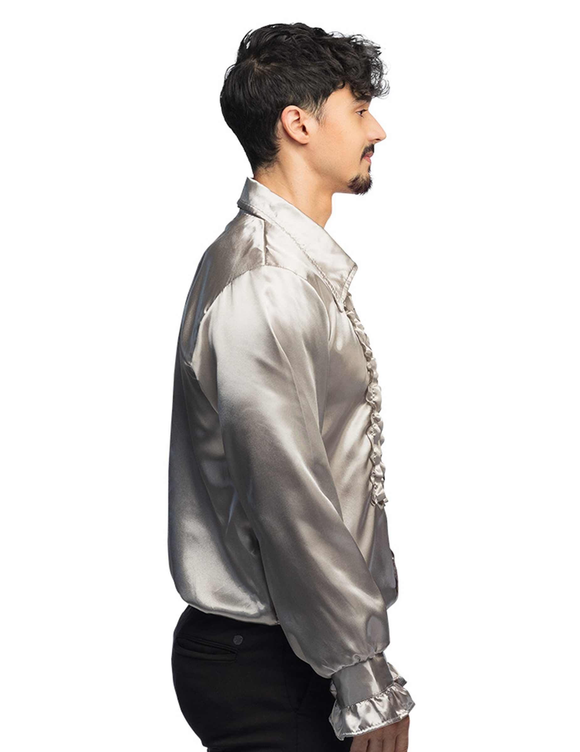 Boland Kostüm 70er-Jahre-Disco-Hemd für Herren silber