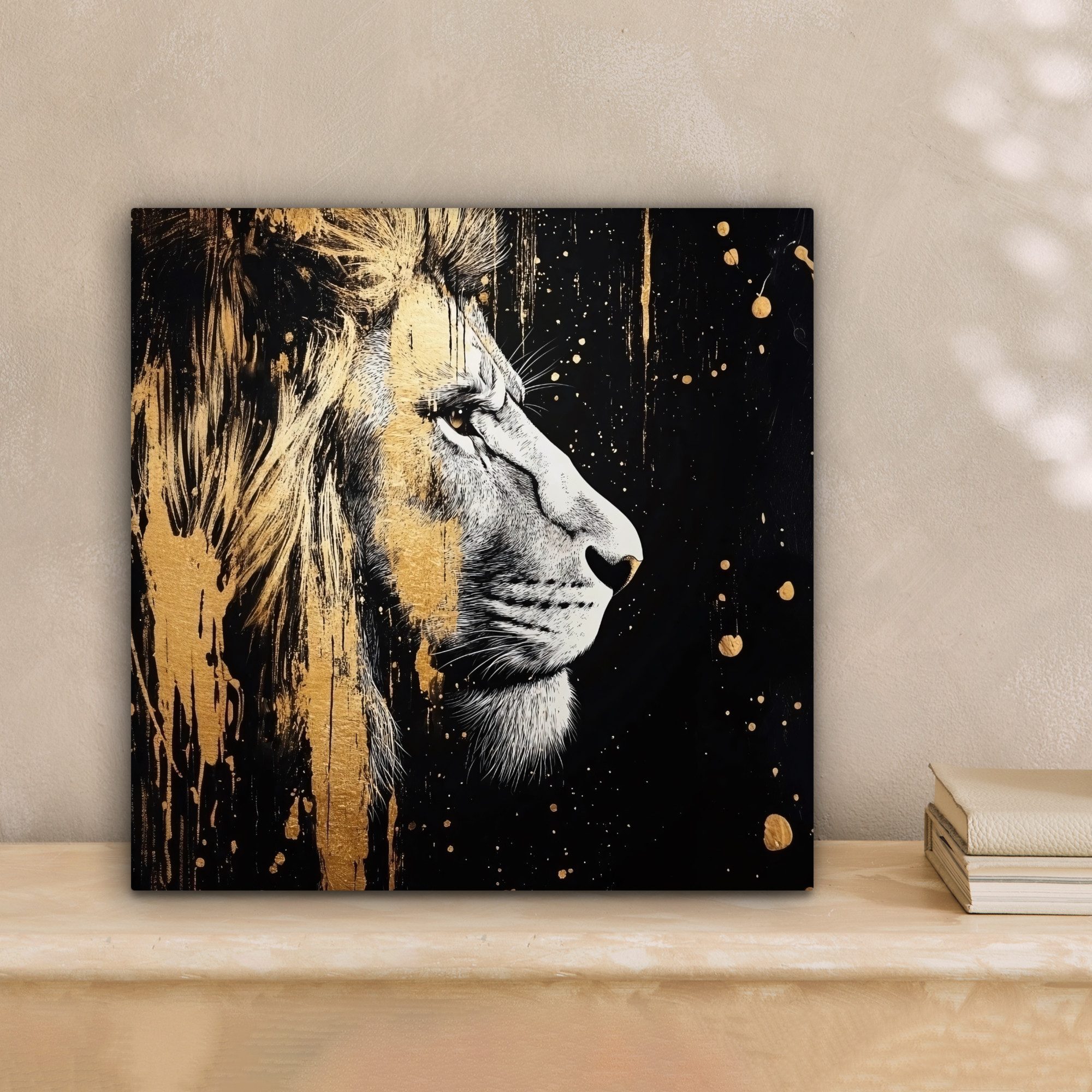 OneMillionCanvasses® Leinwandbild Porträt - Löwe - Abstrakt - Gold, Fotodru günstig online kaufen