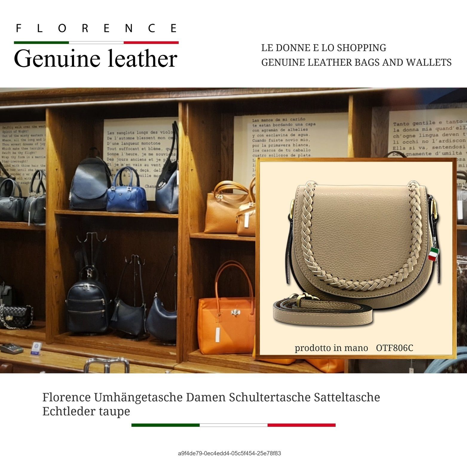 FLORENCE Umhängetasche Florence Umhängetasche Damen (Schultertasche, Umhängetasche), Damen Tasche Echtleder taupe, beige, Made-In Italy