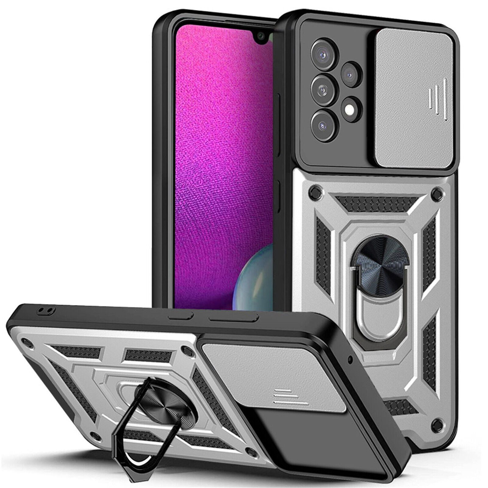 betterfon Handyhülle Panzerhülle für Samsung Galaxy A53 5G mit Kameraschutz & Ringhalter, Outdoorhülle mit Smartstand und Silikonkern