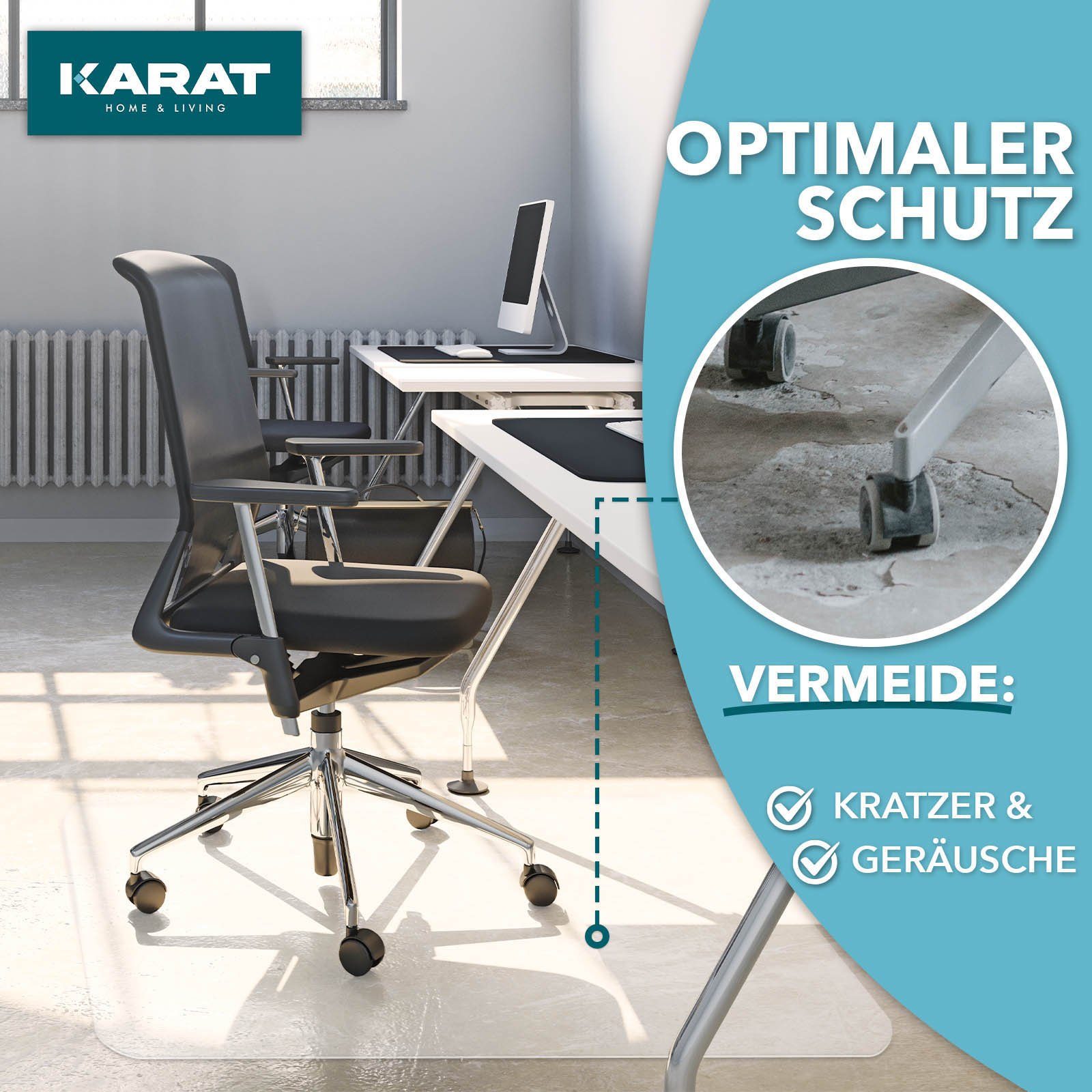 Kubus Bodenschutzmatte Transparent, aus recyceltem PET, Robuste Oberfläche