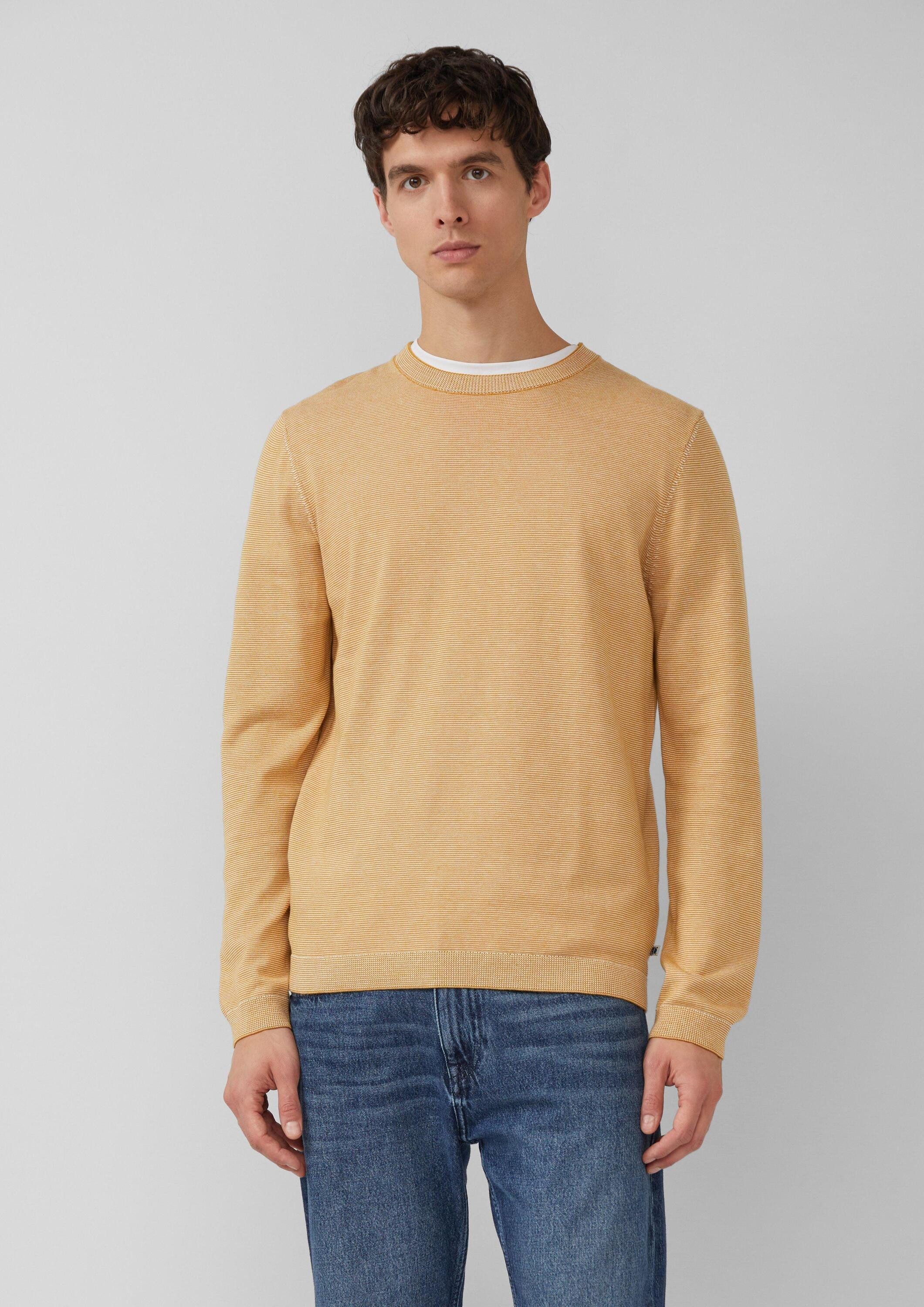 s.Oliver Sweatshirt Strickpullover Fein gestreifter Pullover mit Crew Neck und abgesetzten Bündchen