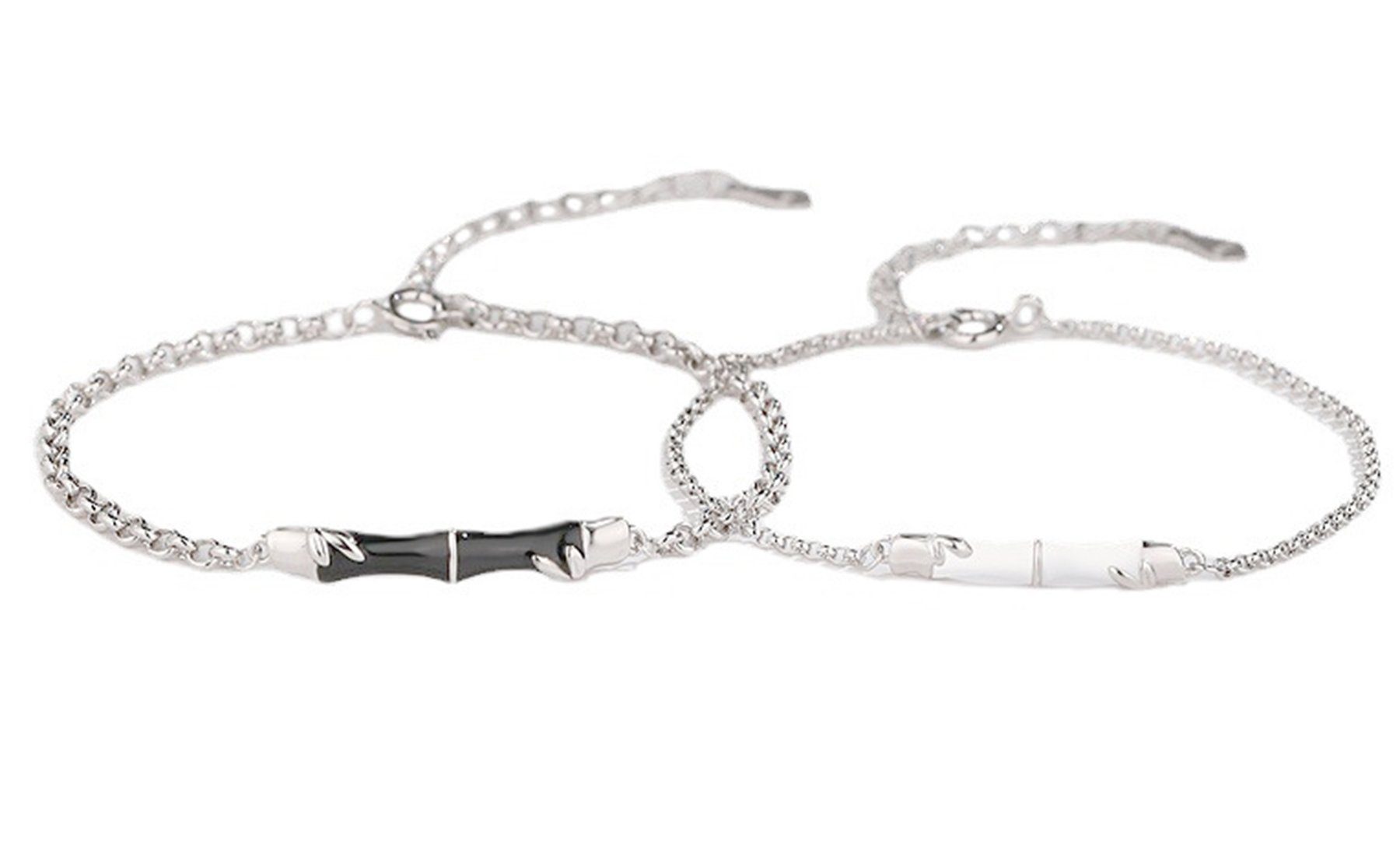 Herren Haiaveng Bettelarmband und Damen Sterlingsilber-Armband, S925 Paar-Armband, Bambus-Armband,für
