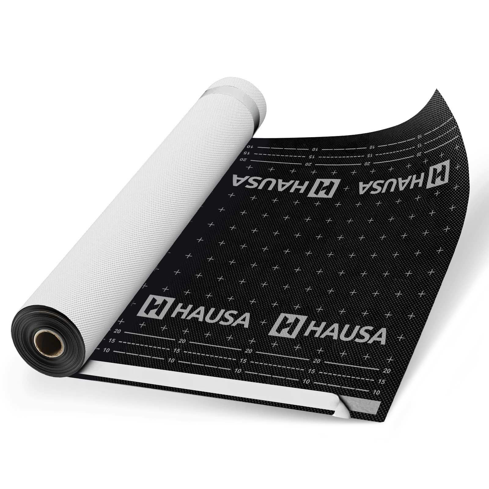 Hausa Dachbahn Unterspannbahn Premium HU150SK gemäß ZVDH Klasse UDB-A / USB-A, Mit 2 Selbstklebestreifen, 675 m² pro Paket, (150g/m², 9-St., 9 x 1,5m x 50m), flexible dreilagige hochdiffusionsoffene Unterdeckbahn