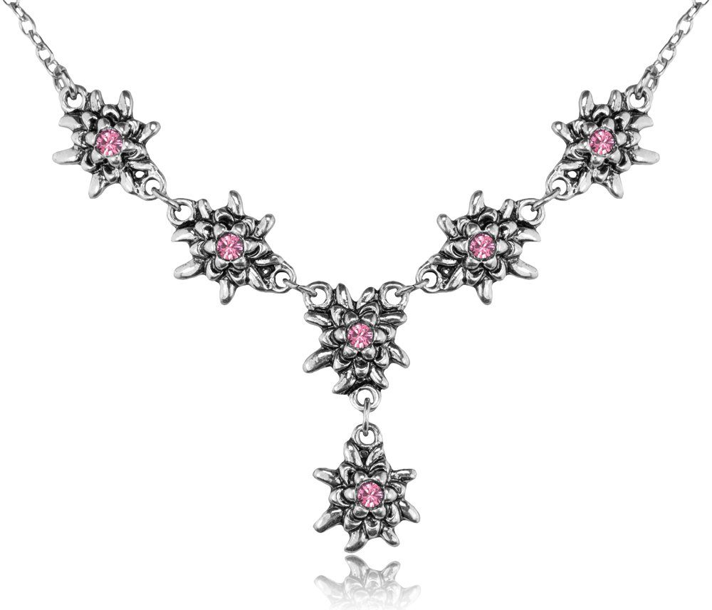 Trachtenland Kette mit Anhänger LUISIA® Edelweiß Collier Emilia mit Kristallen von